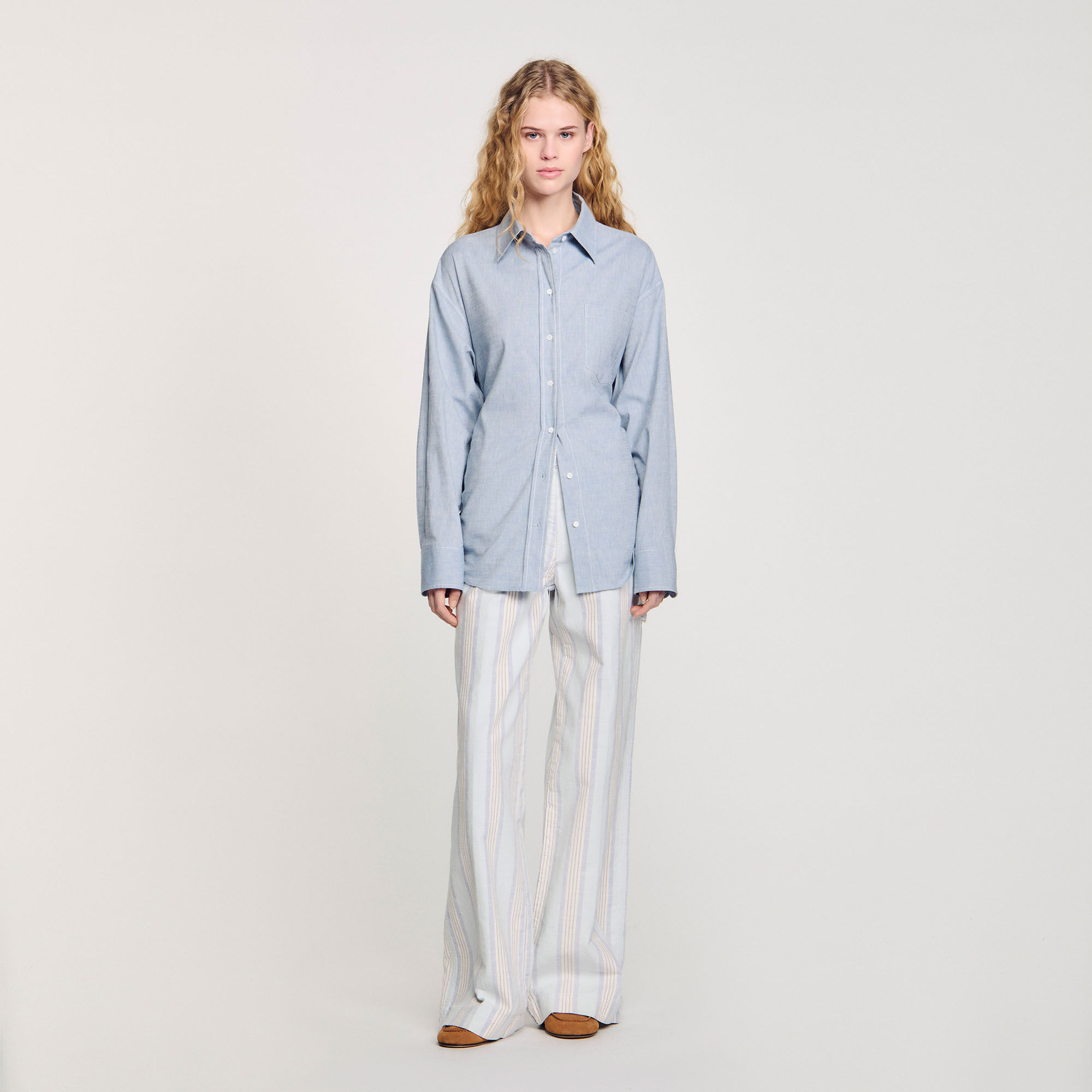 Overhemdblouse lang striksluiting op rug