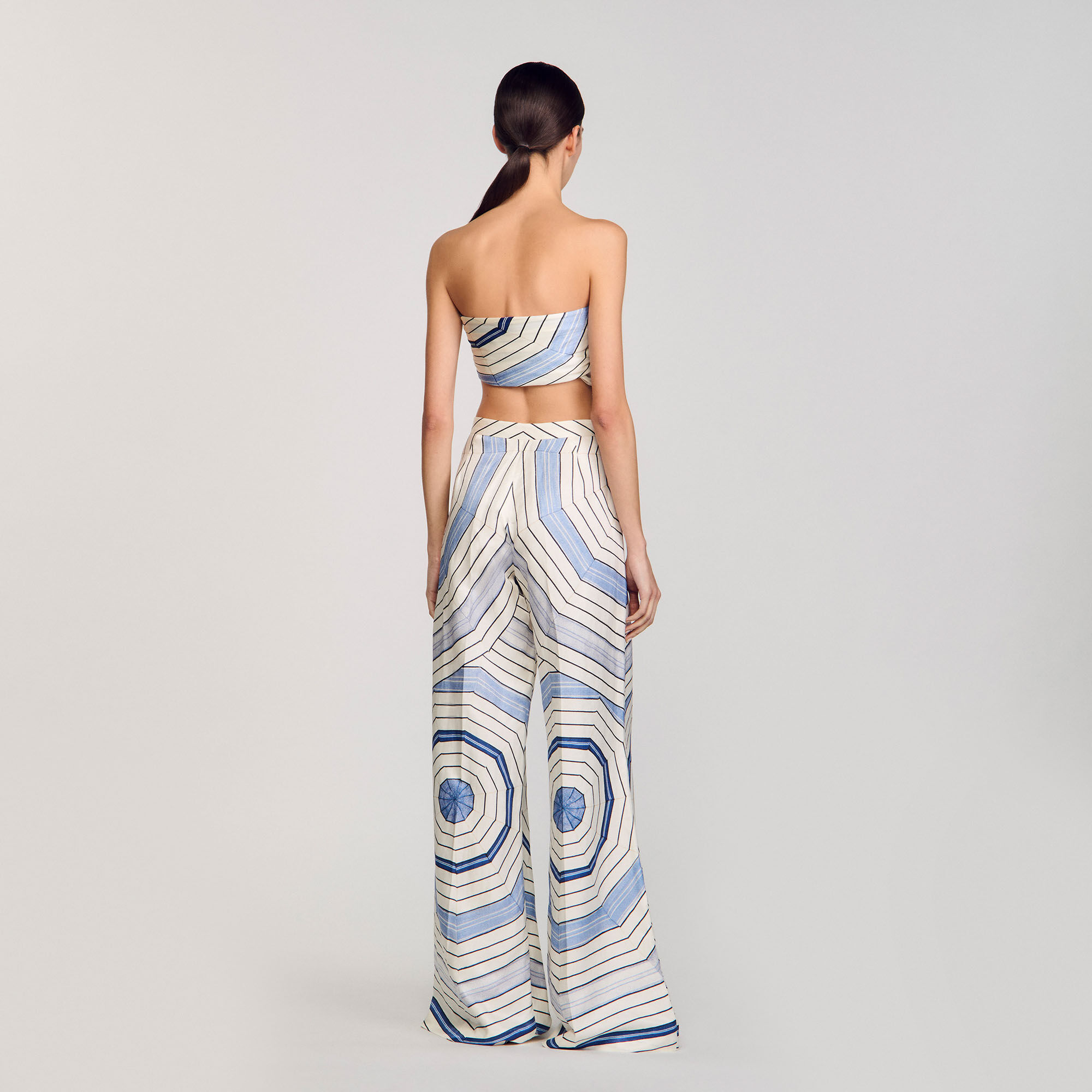 Pantalon wijd Spirales print