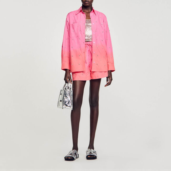 Overhemdblouse dip dye met stras