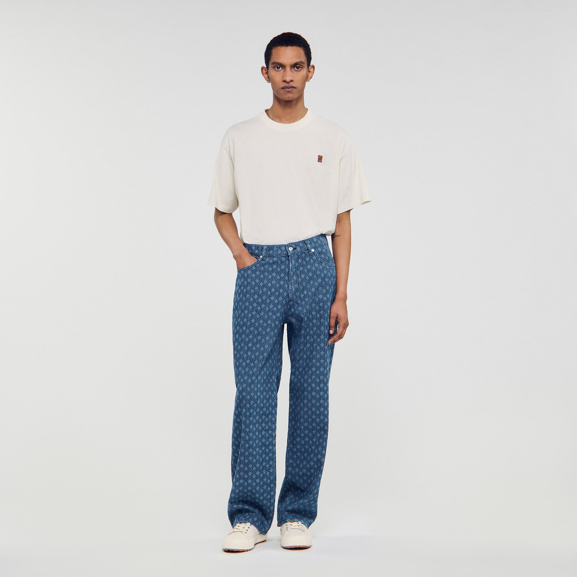 Jeans baggy met touwpatroon