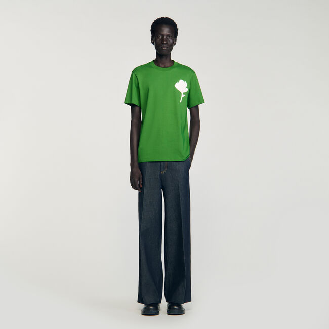 T-shirt met bloem patch