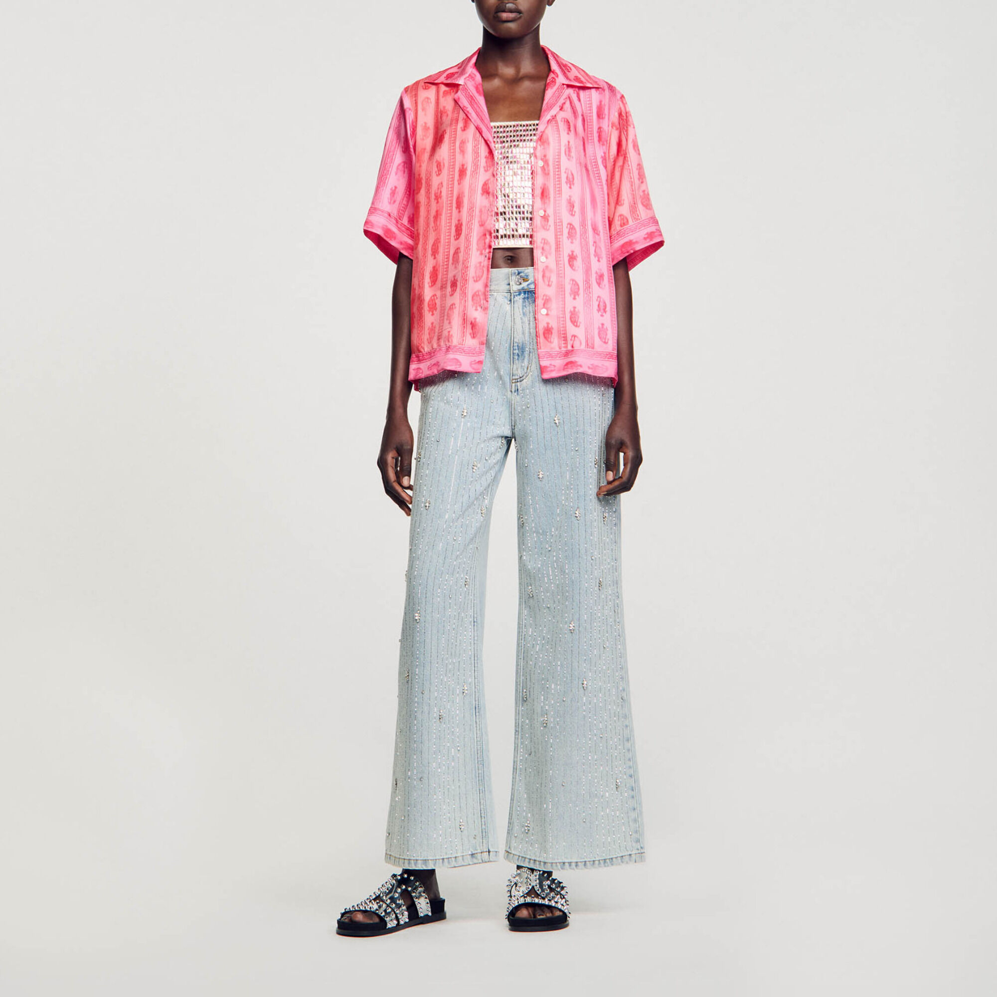 Overhemdblouse met paisleyprint