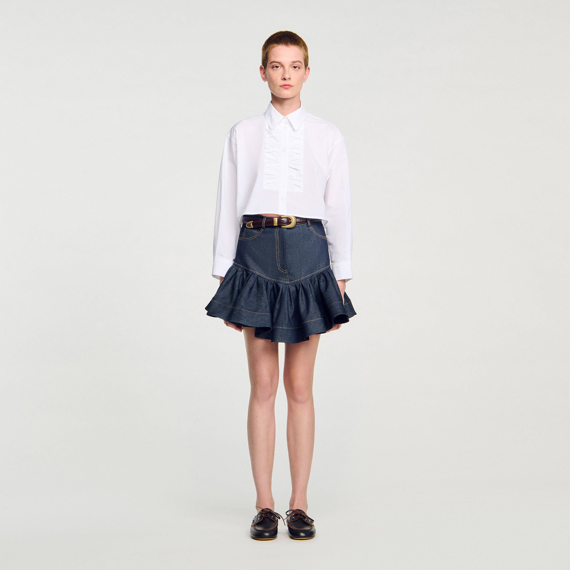 Korte overhemdblouse met strik