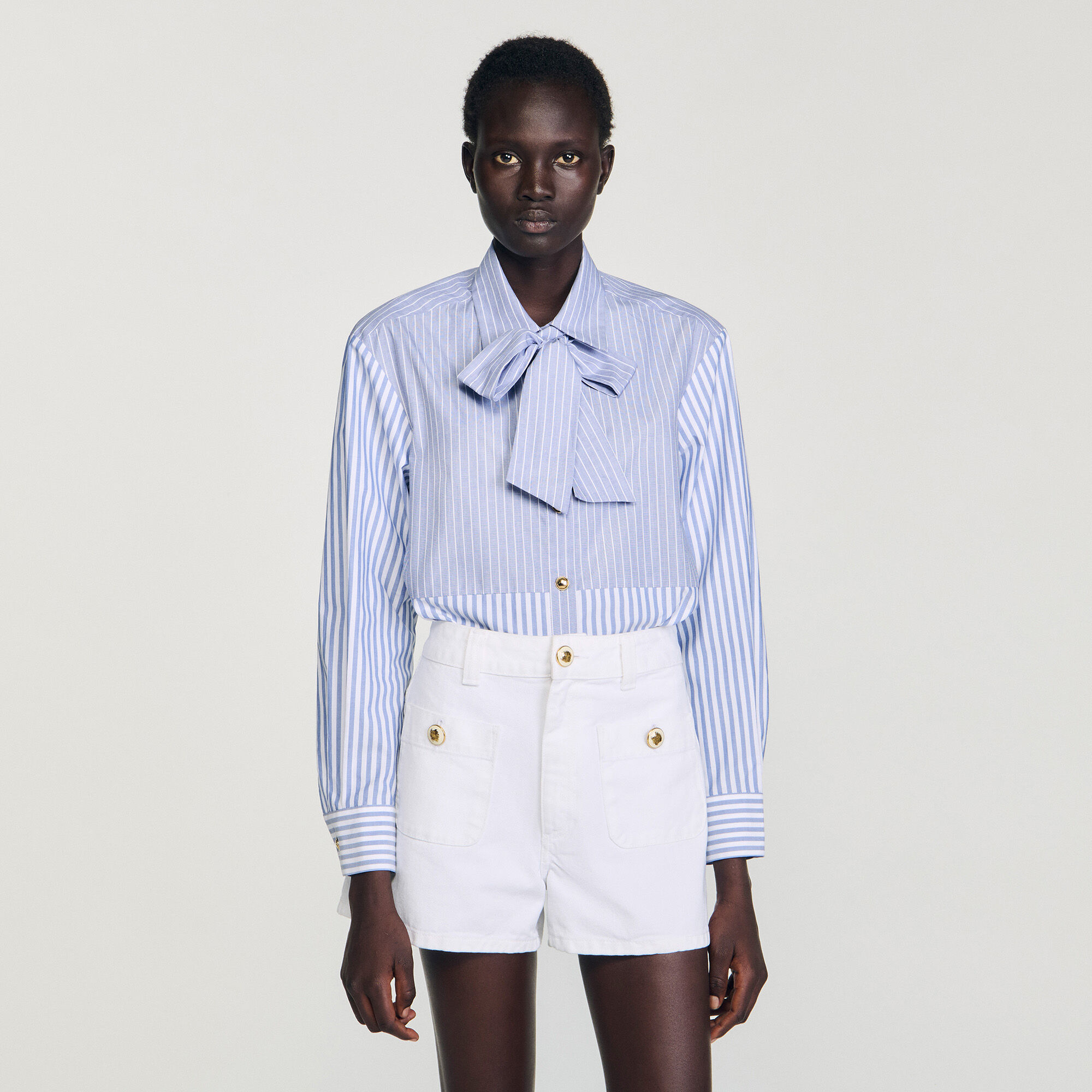 Overhemdblouse stropdas strepen
