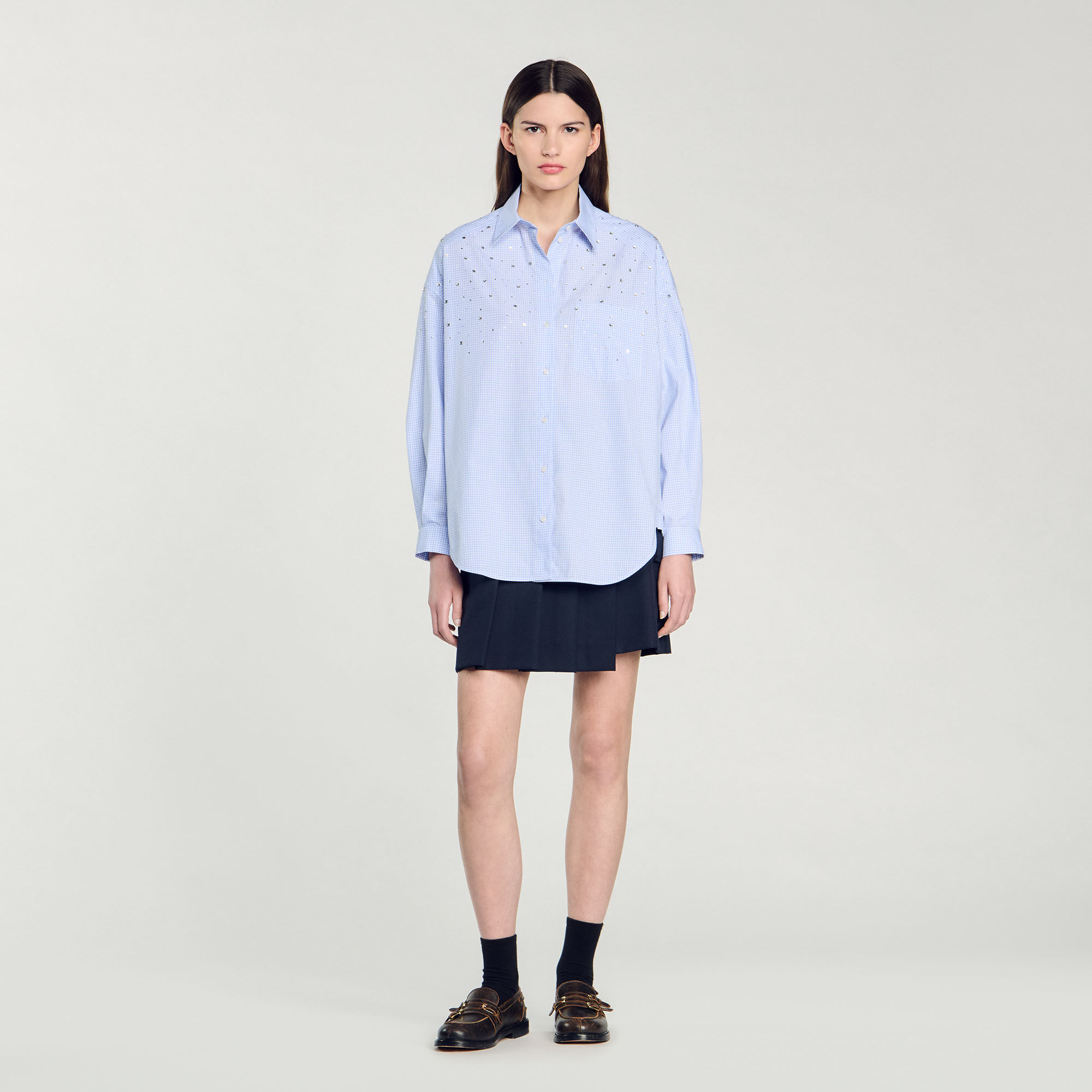 Overhemdblouse ruit met studs