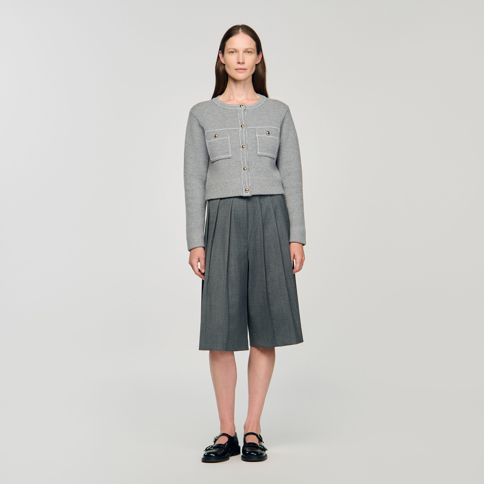 Cardigan met contrasterende stiksel