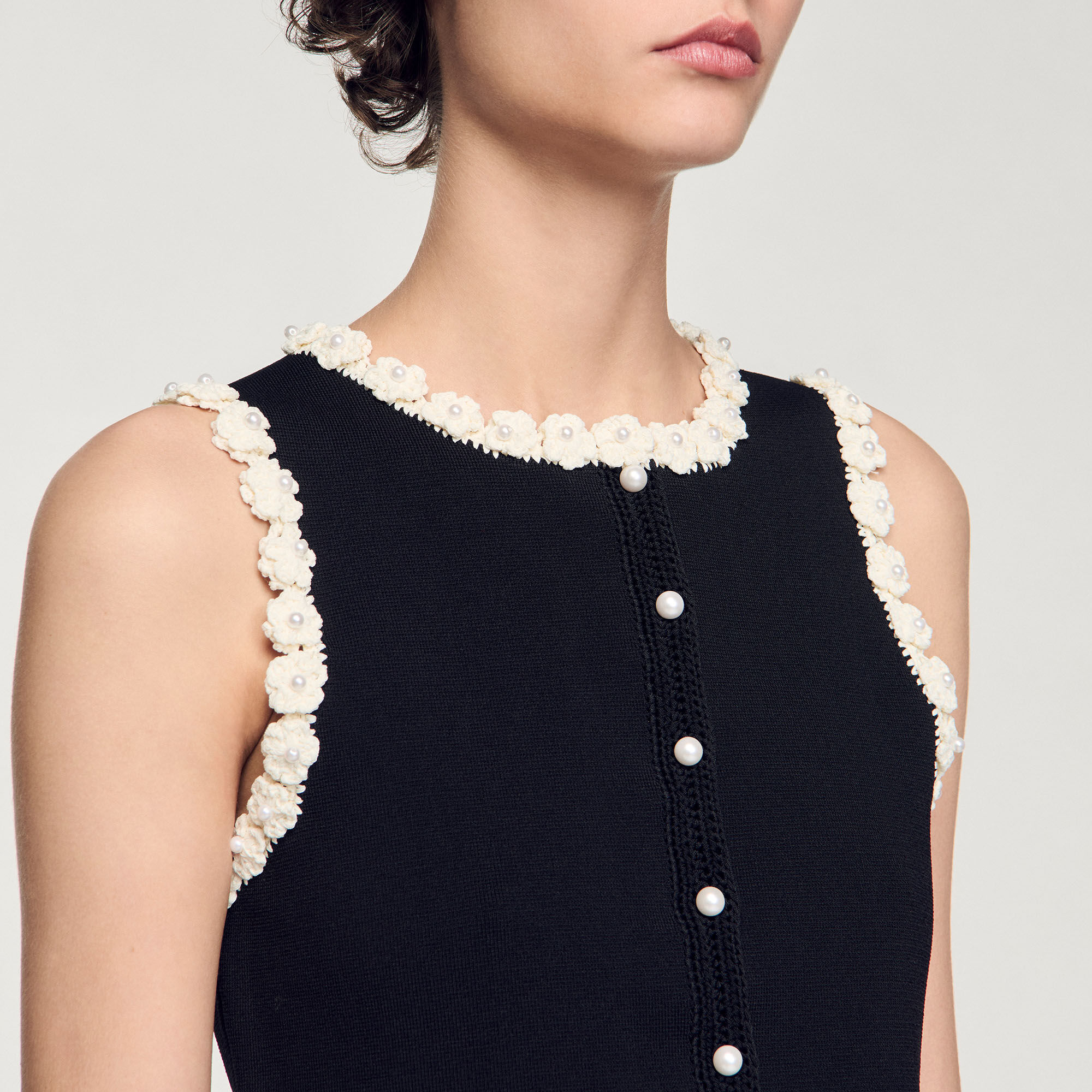 Gilet met gehaakte details