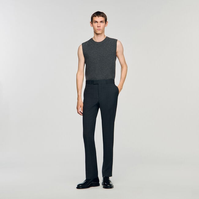 Geruite wollen pantalon