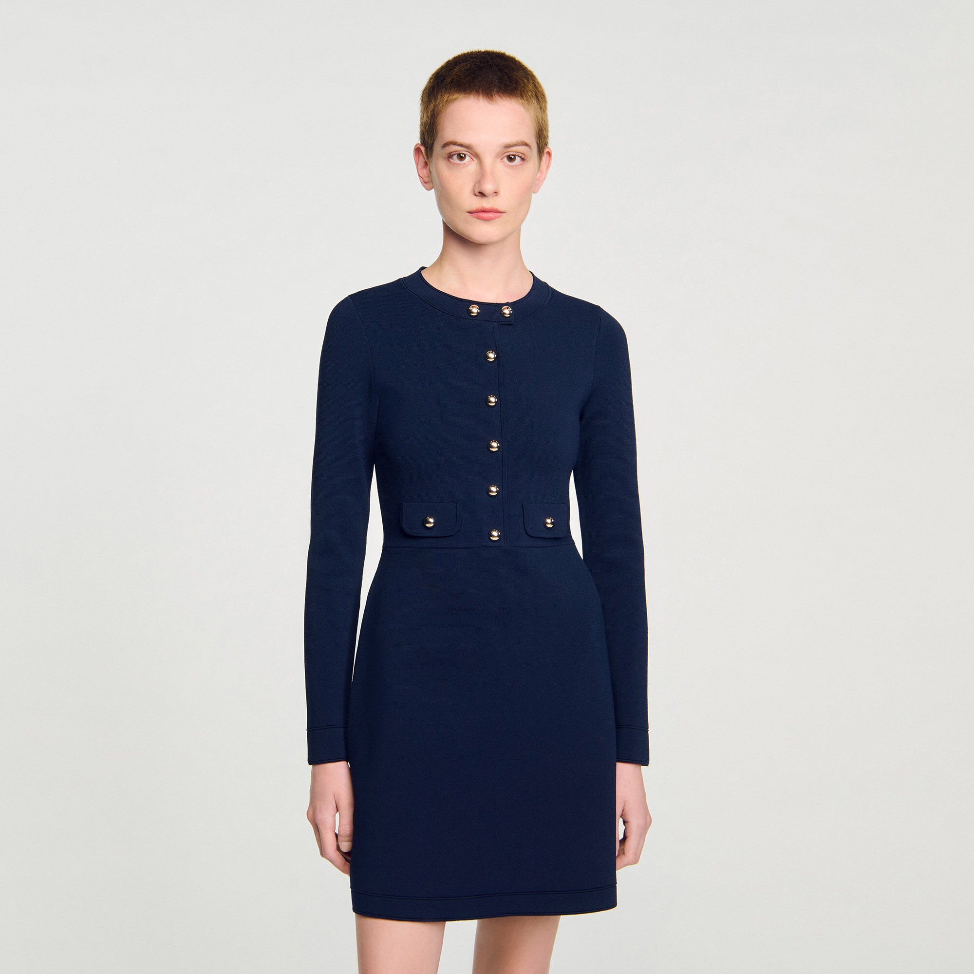 Korte jurk tricot knoopsluiting
