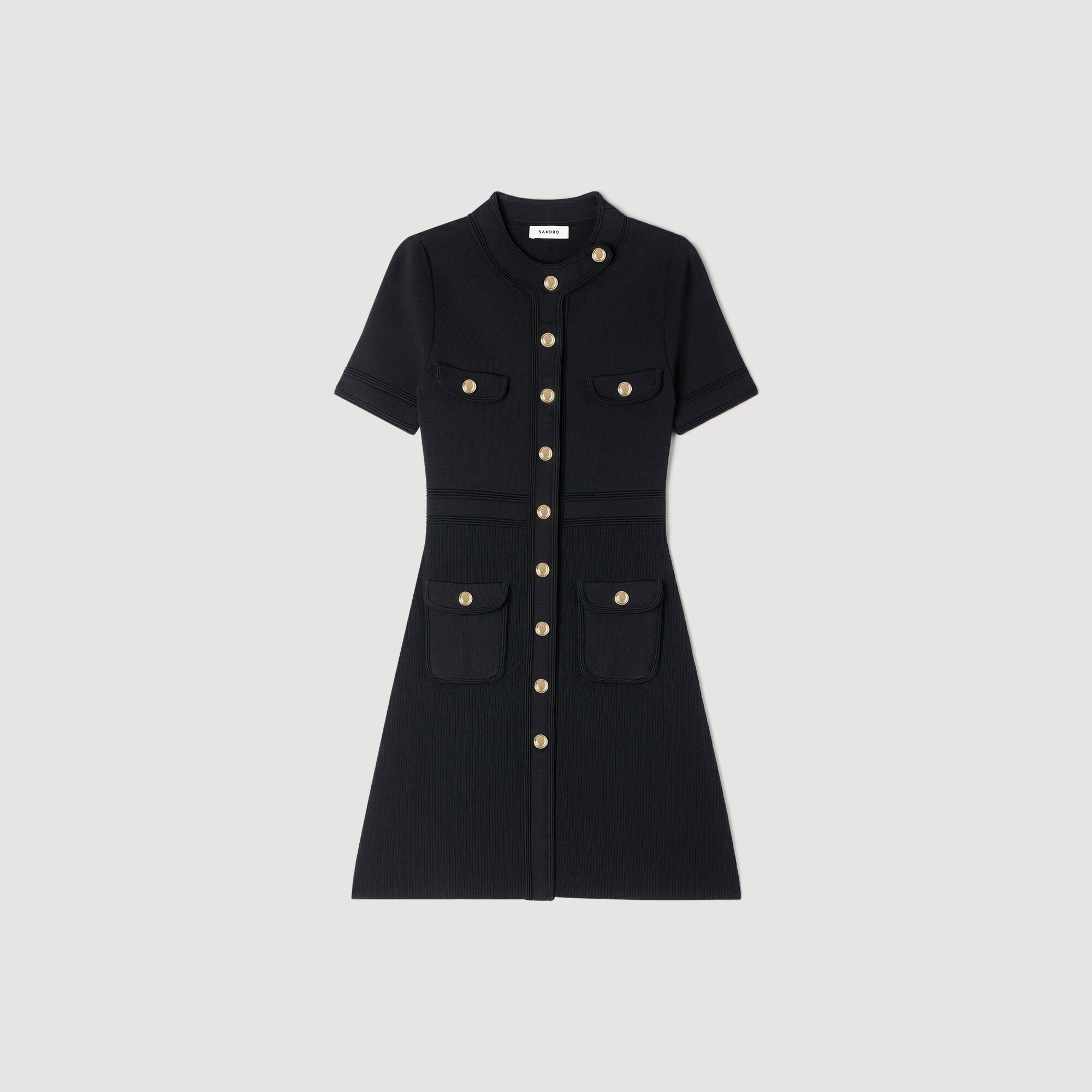 Korte jurk tricot met knoopsluiting