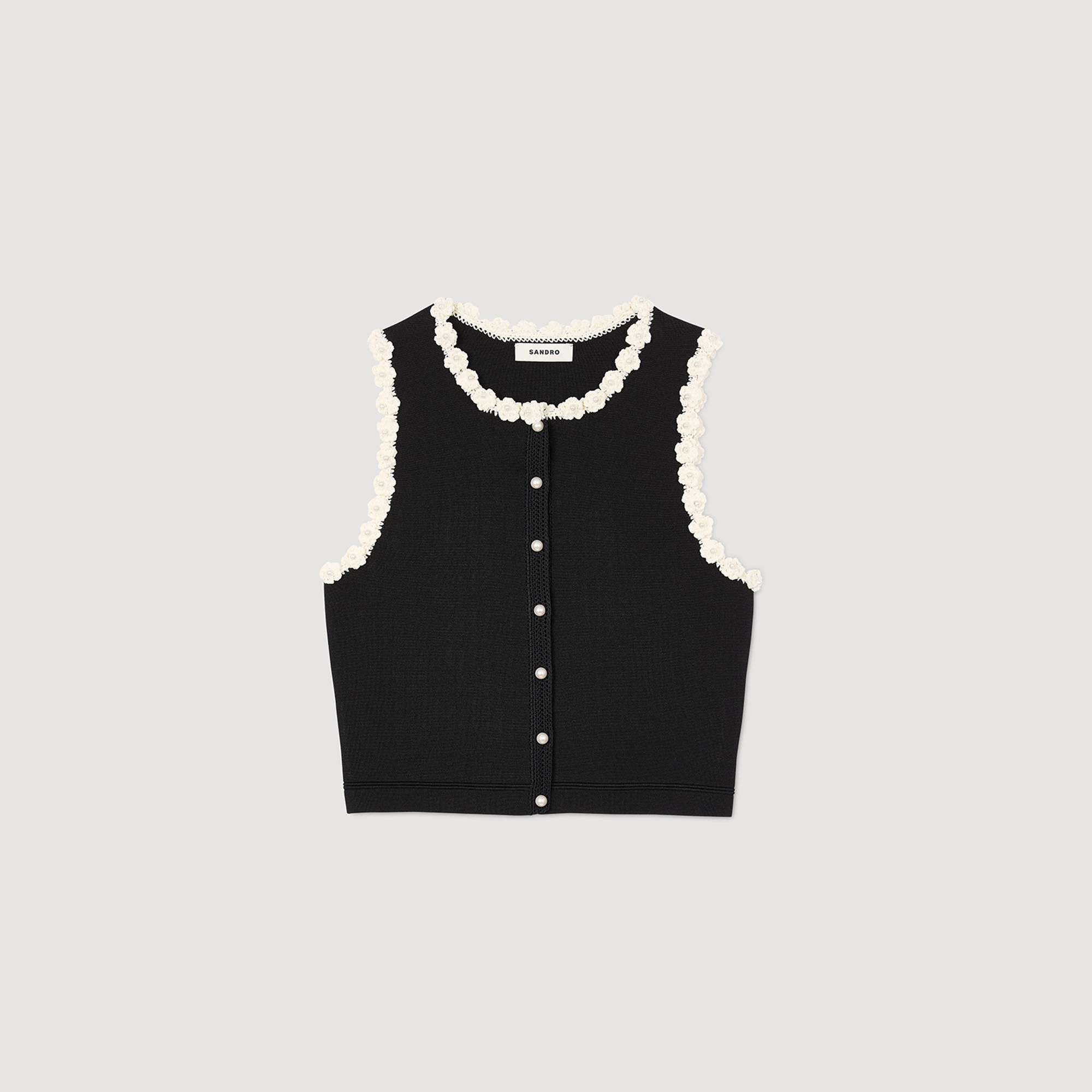 Gilet met gehaakte details