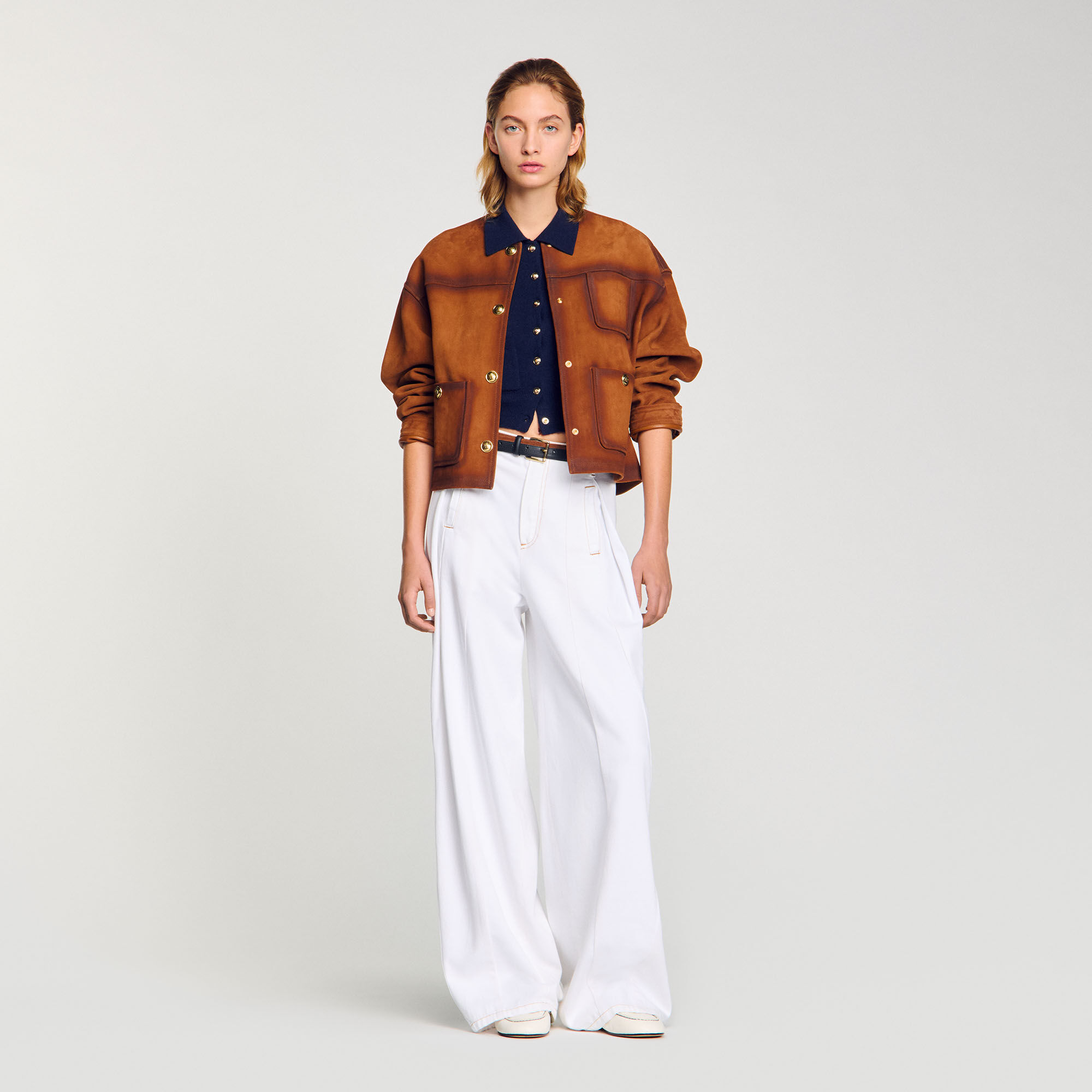 Jeans wijdvallend met stiksels