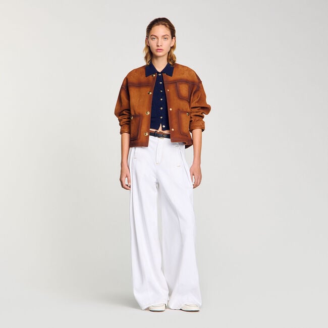 Jeans wijdvallend met stiksels
