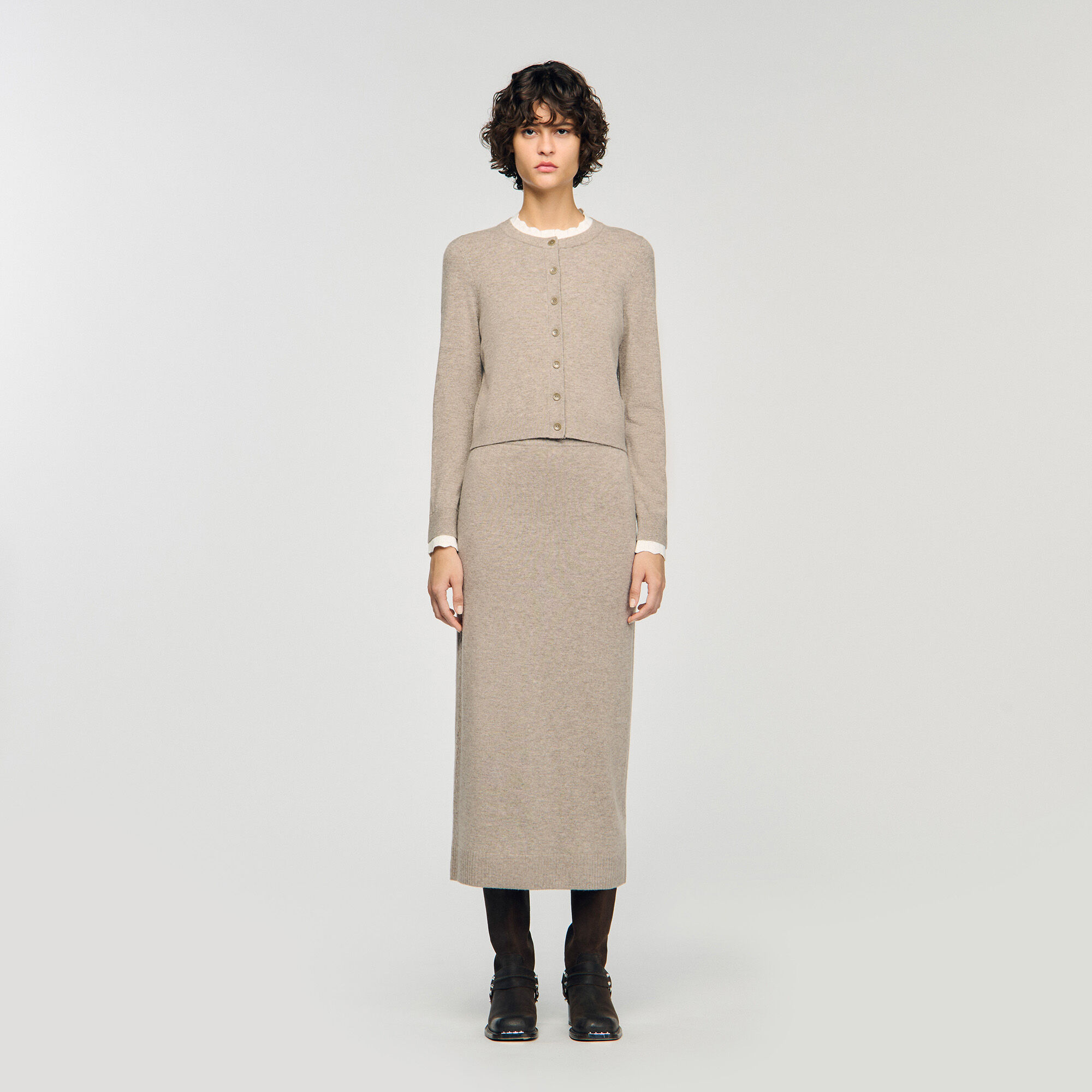 Cardigan vest contrasterende kraag