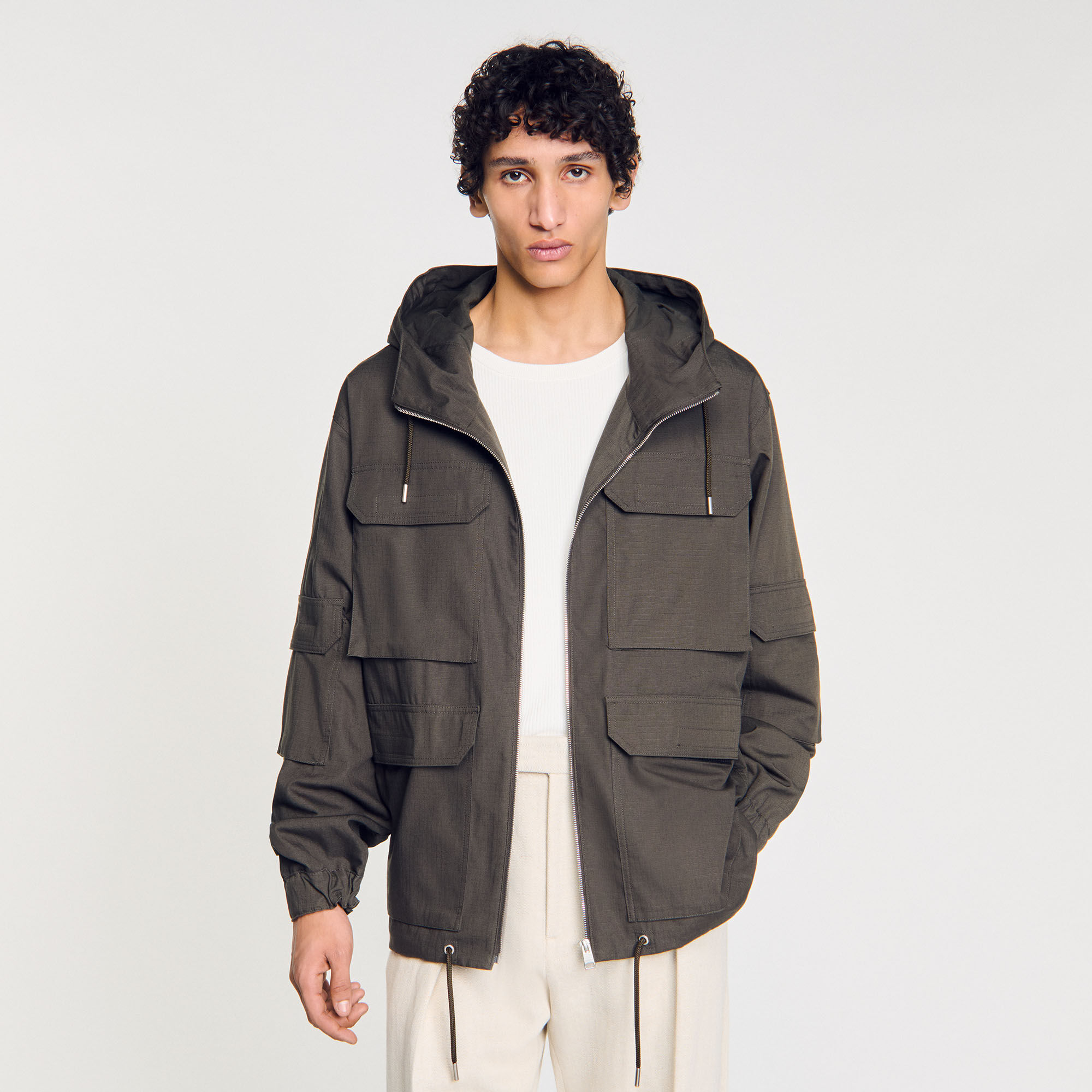 Parka jas leger met capuchon