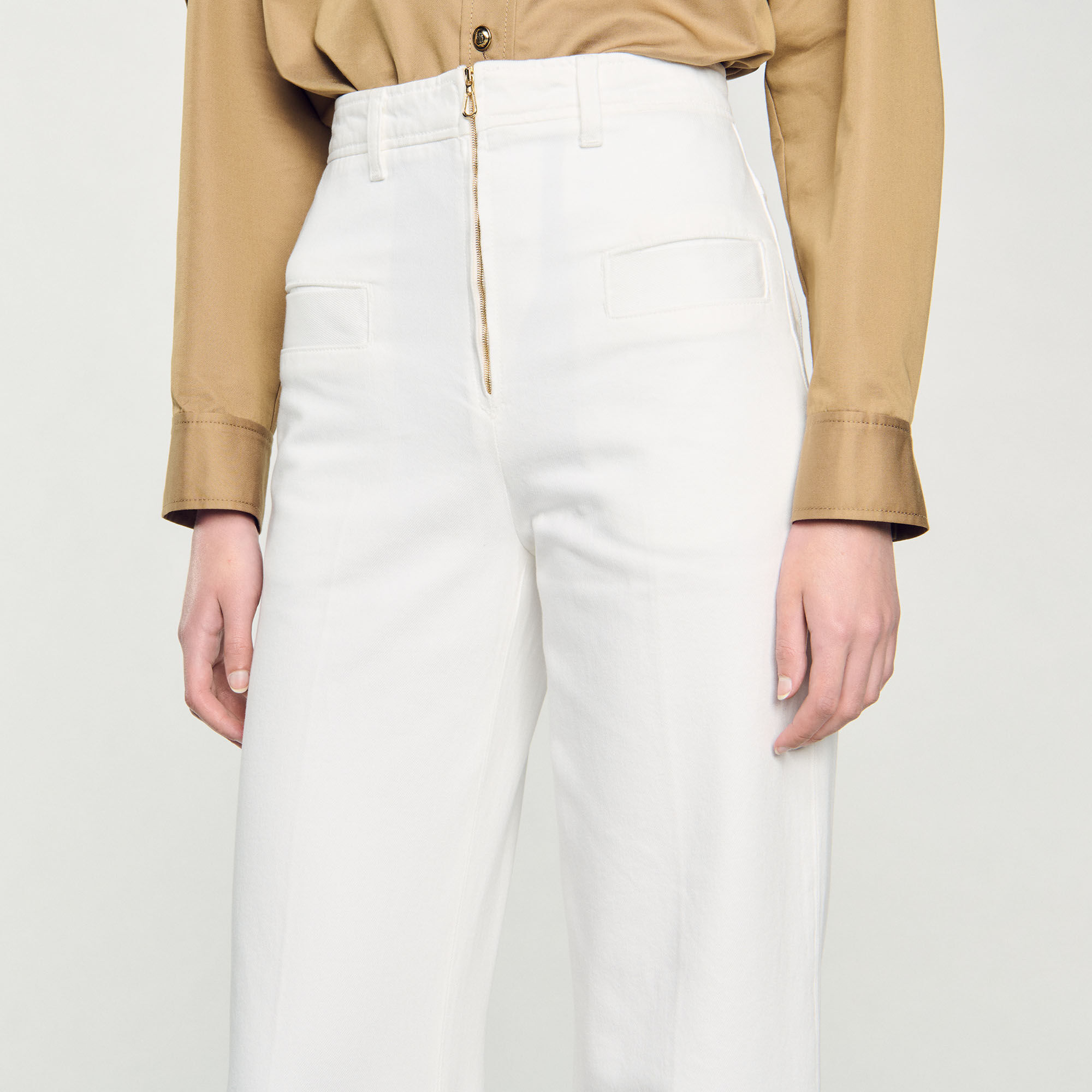 Wijde canvas pantalon