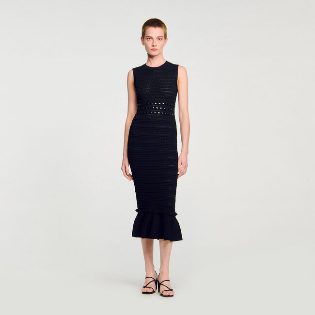 Lange jurk tricot met studs