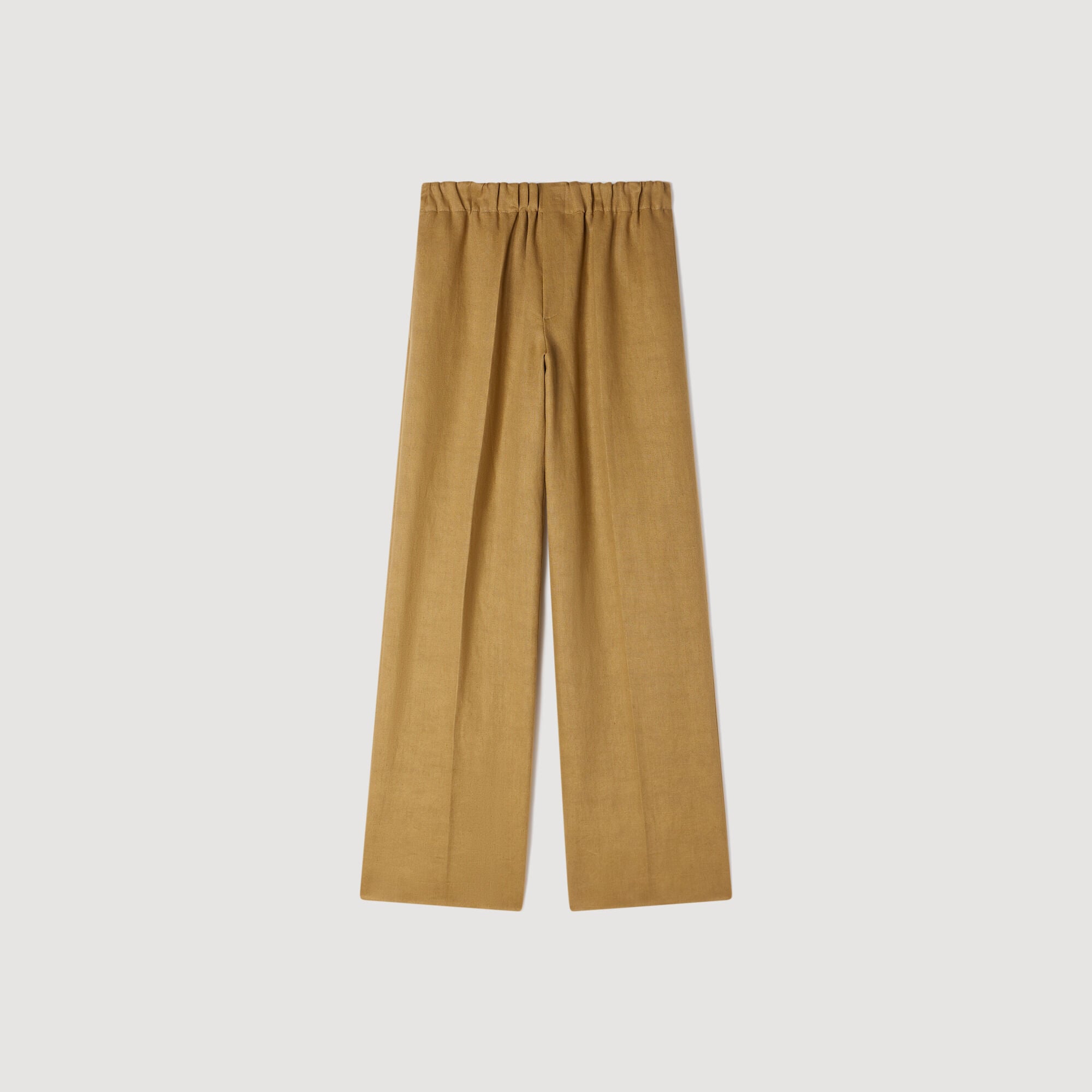 Wijde linnen pantalon met elastiek