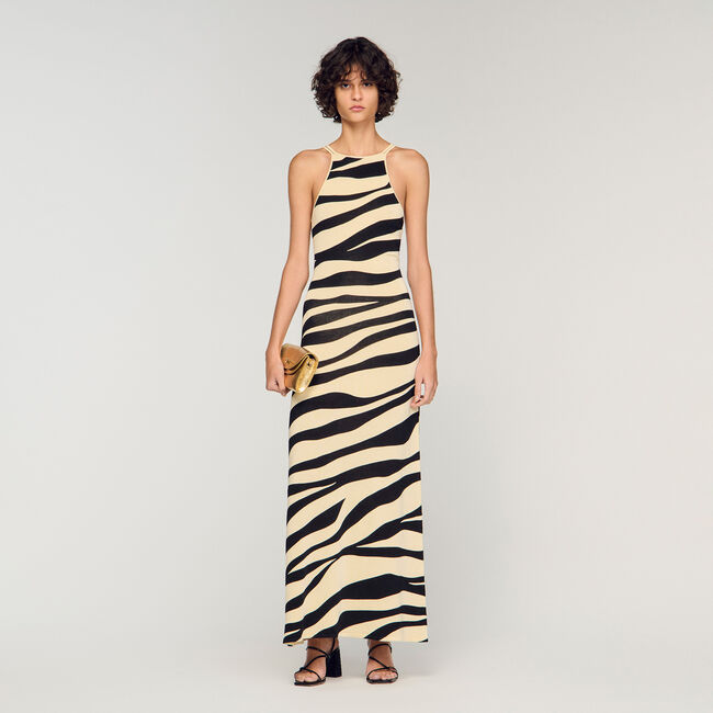 Lange jurk tricot zebraprint