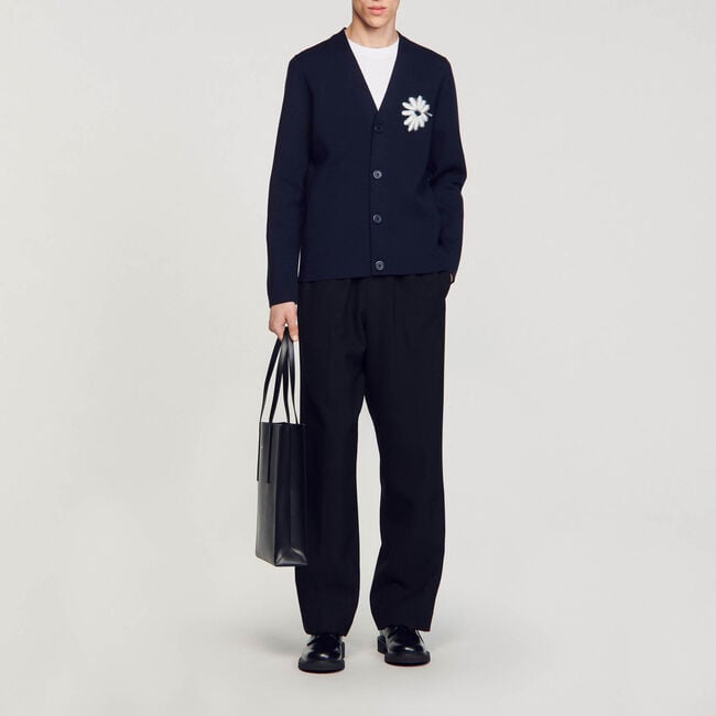 Cardigan vest gebreid jacquard bloemen