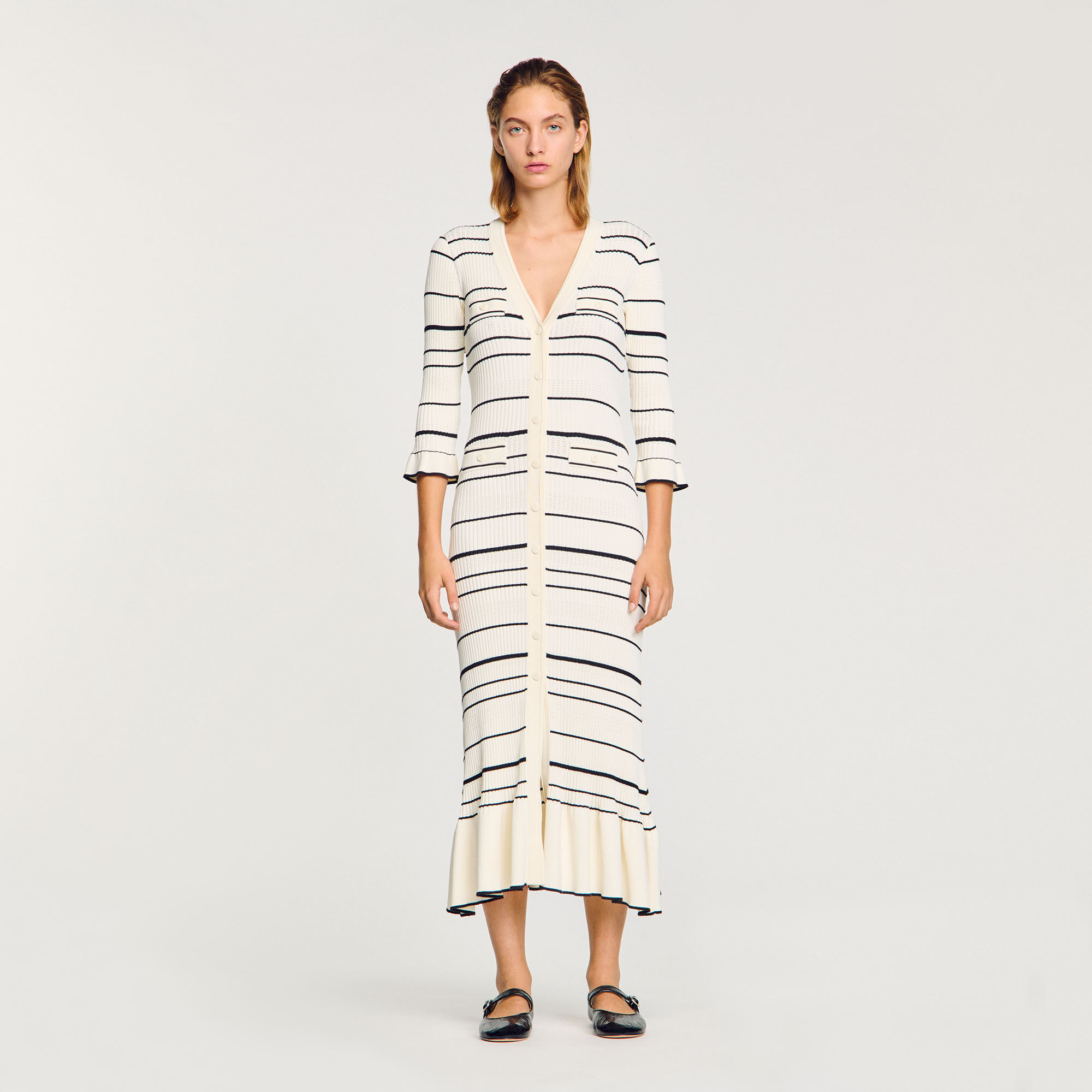 Lange jurk gestreept tricot