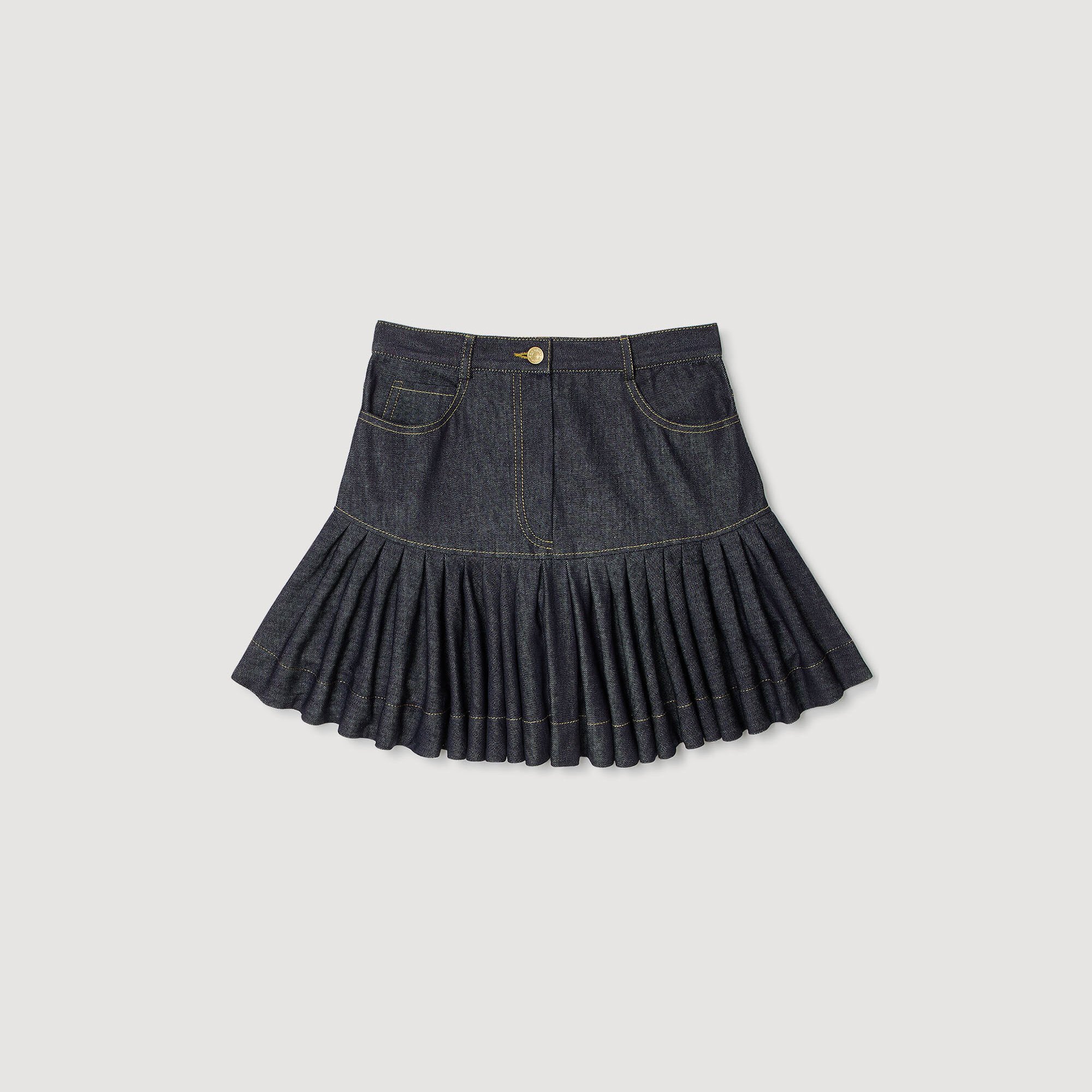 Korte denim rok met volants