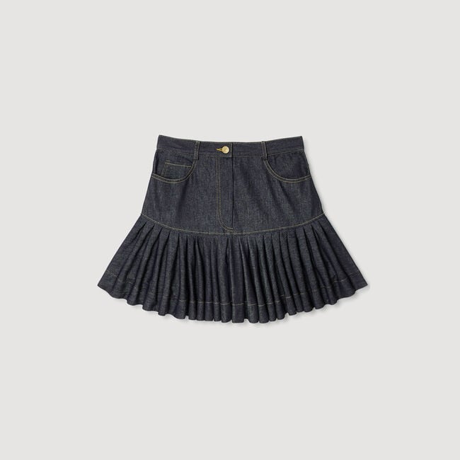 Korte denim rok met volants