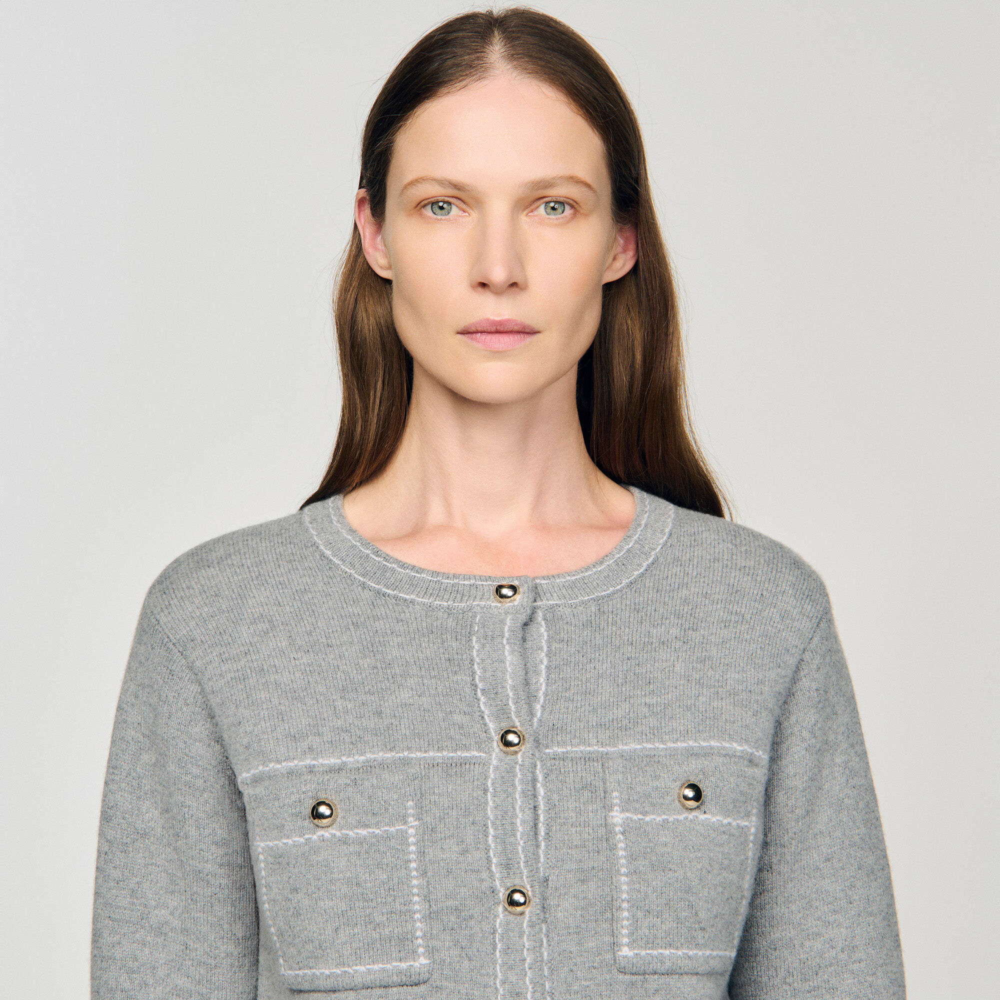 Cardigan met contrasterende stiksel