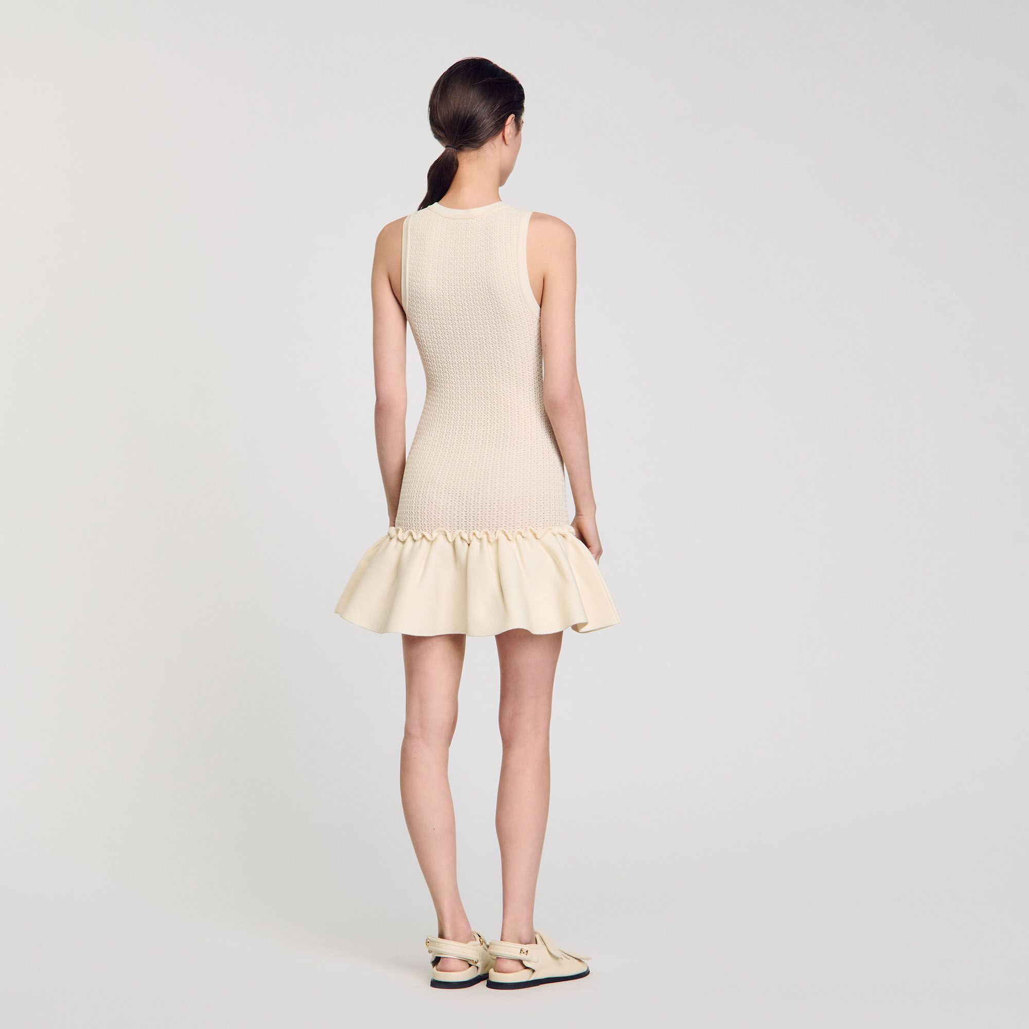 Korte jurk tricot met volants