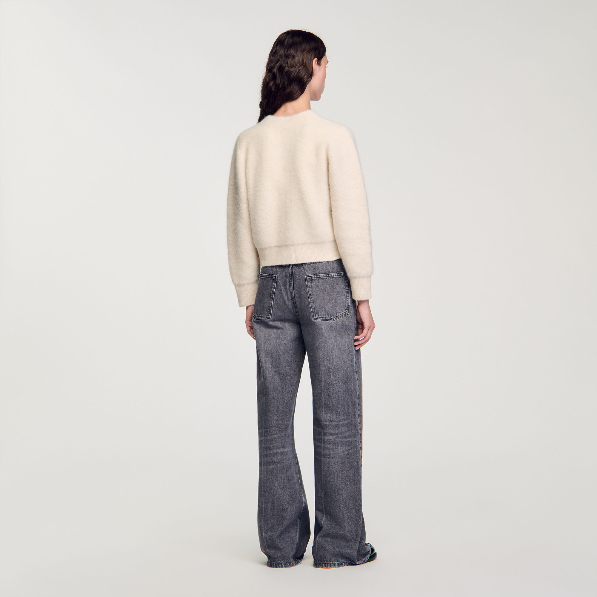 Cardigan vest kort gebreid donzig