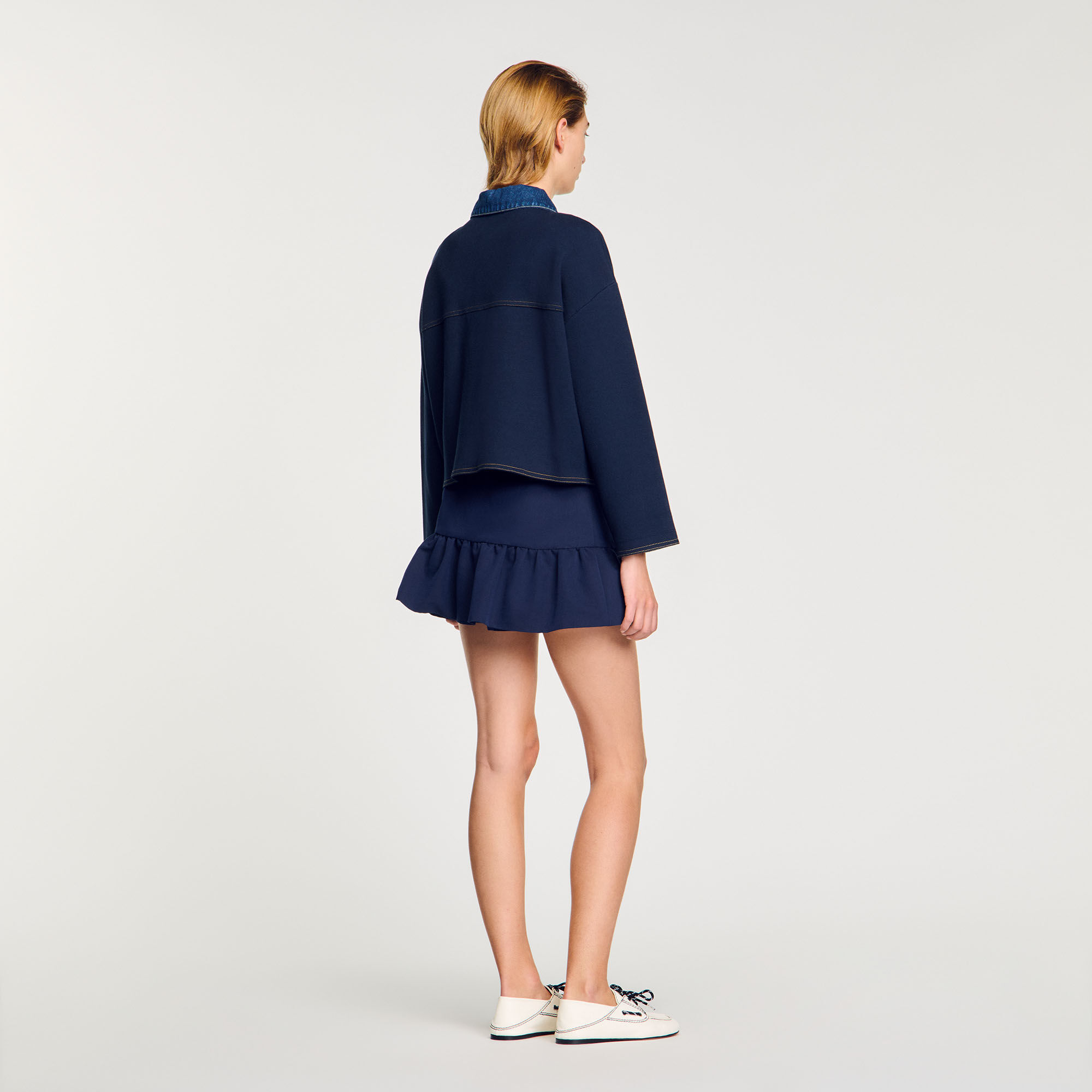 Cardigan vest met denim details
