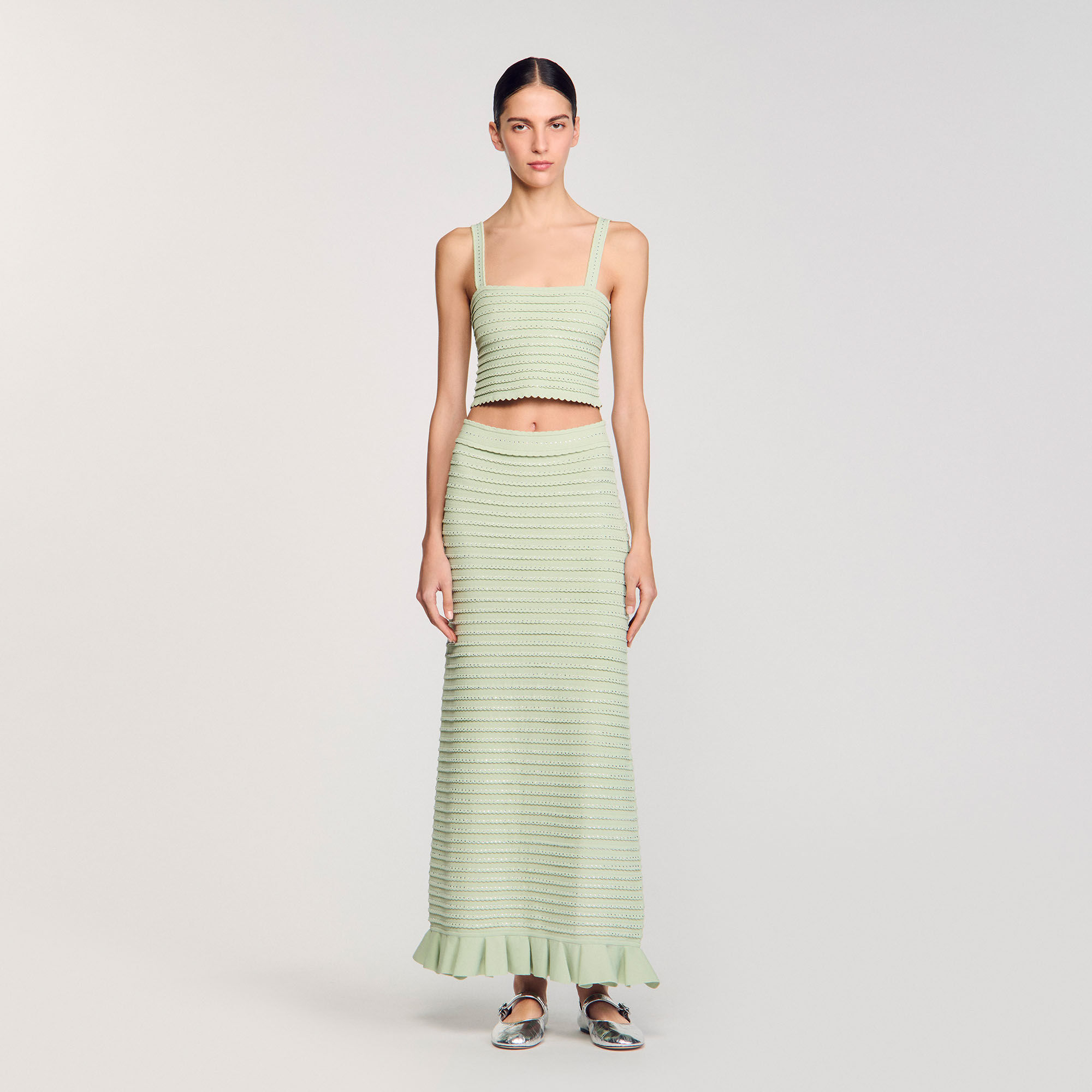 Korte top tricot stras