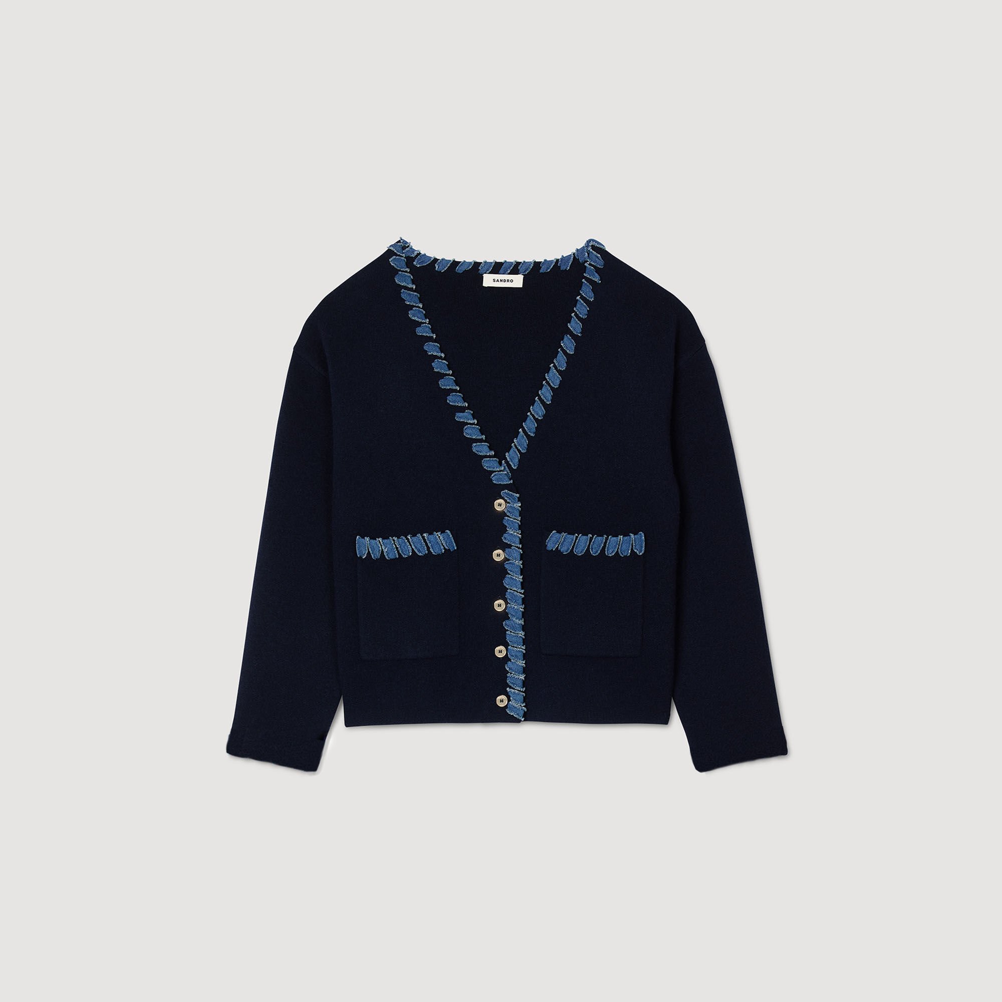 Cardigan vest met denim