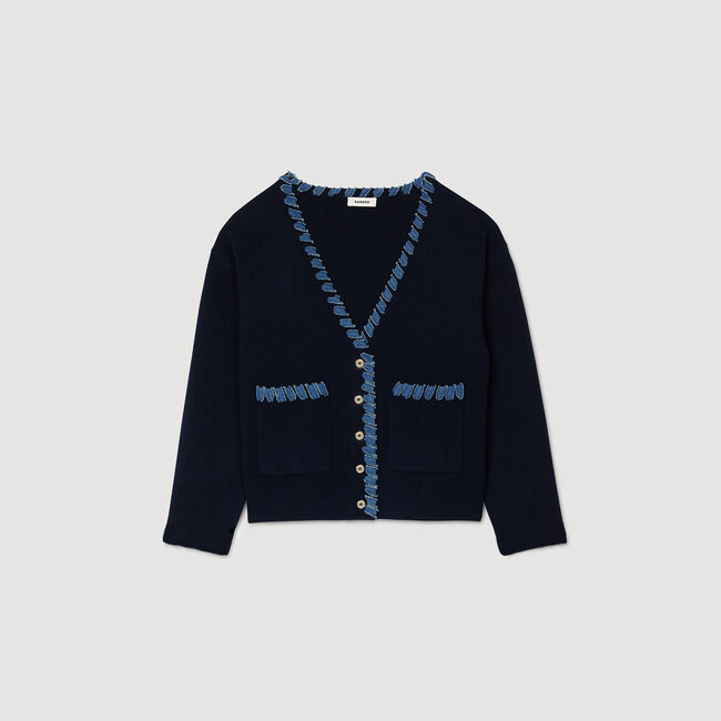 Cardigan vest met denim