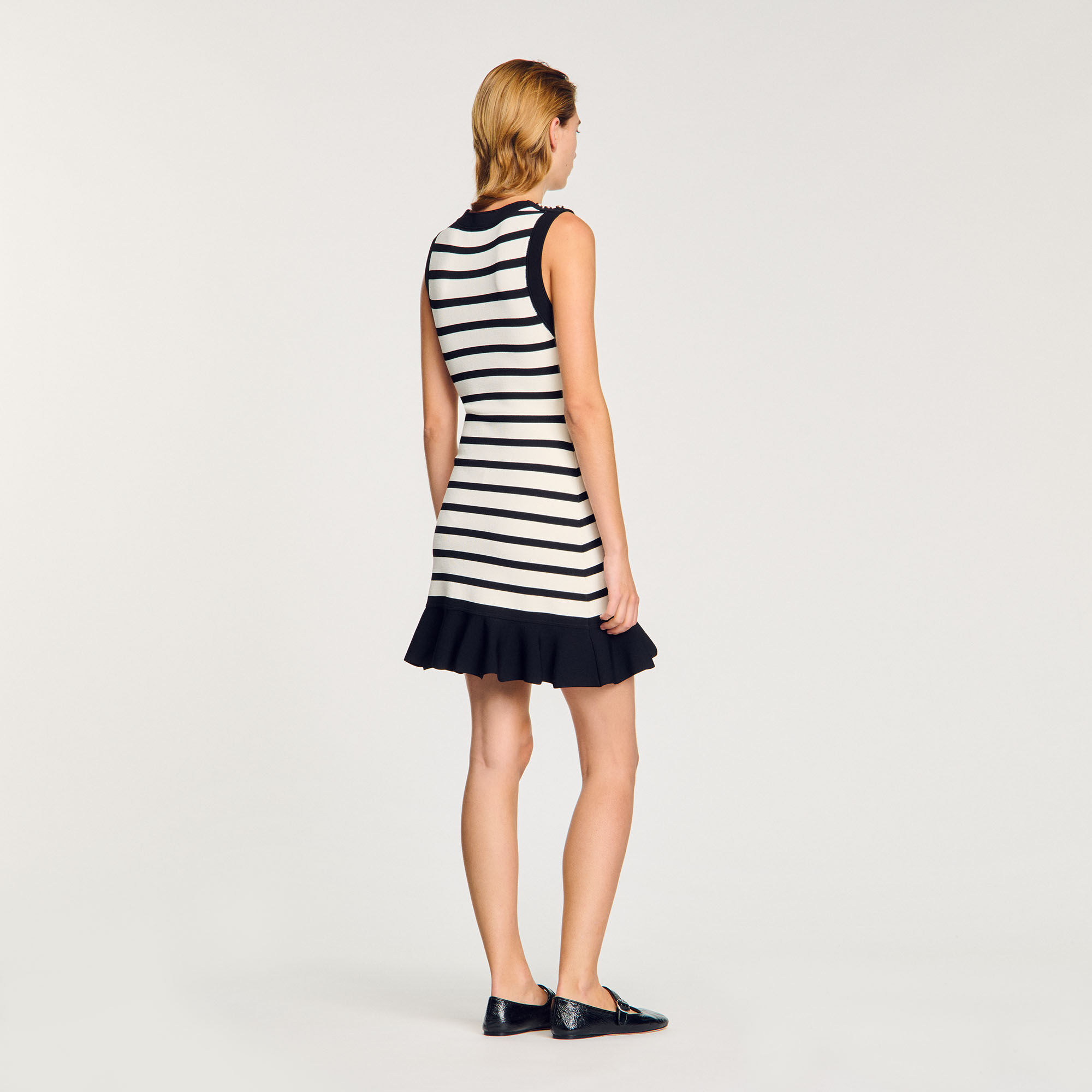 Jurk kort tricot gestreept