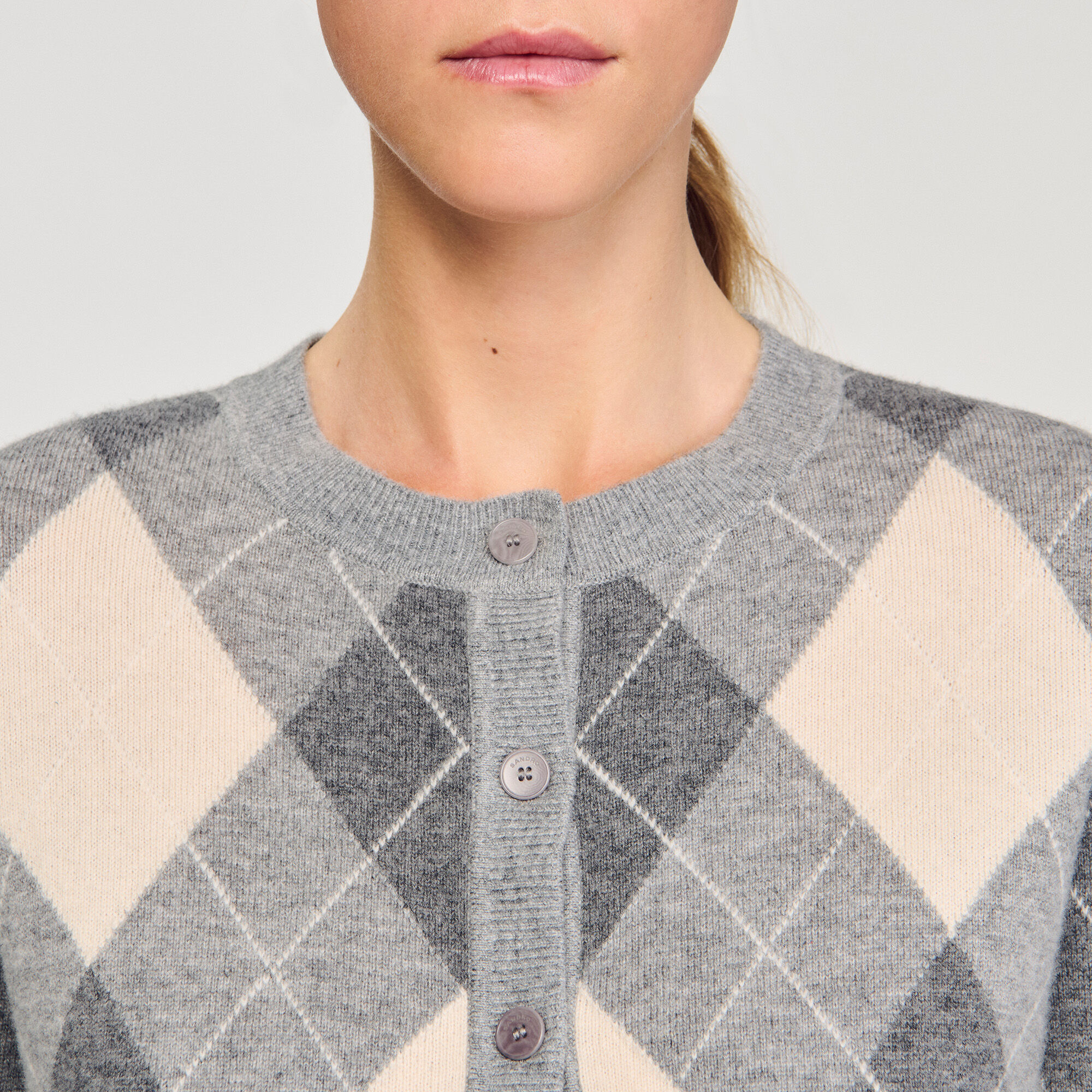 Cardigan vest met ruitmotief