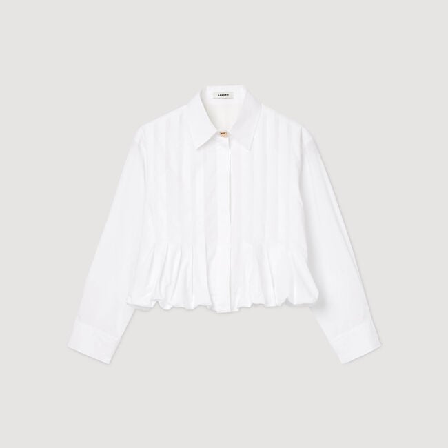 Korte overhemdblouse met plooien