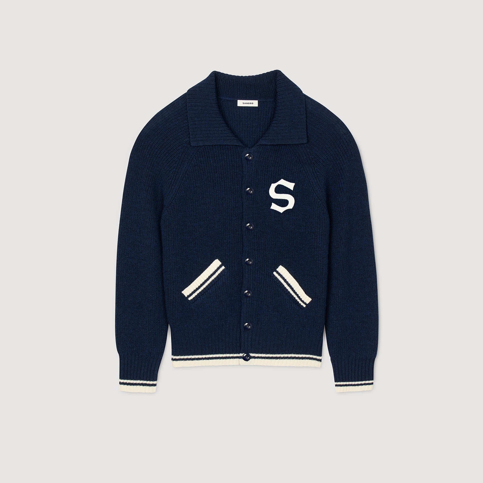 Wollen vest met patch S