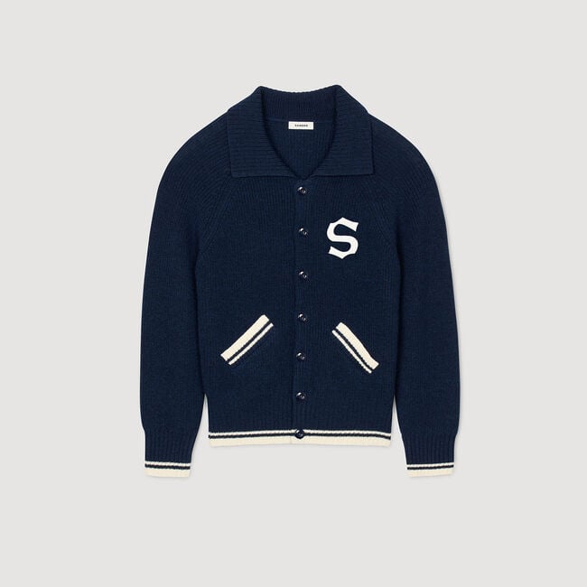 Wollen vest met patch S