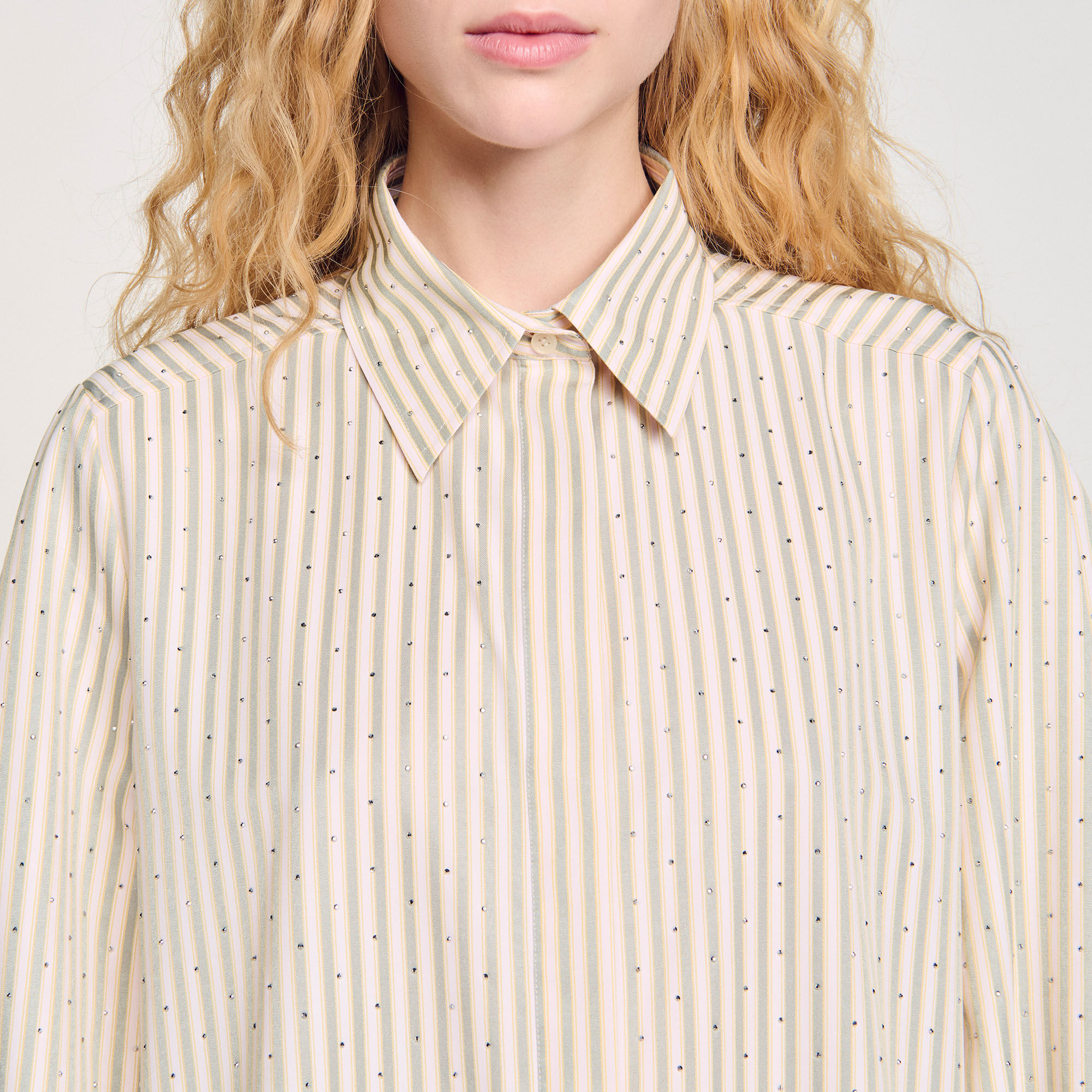 Jurk overhemdblouse gestreept met stras