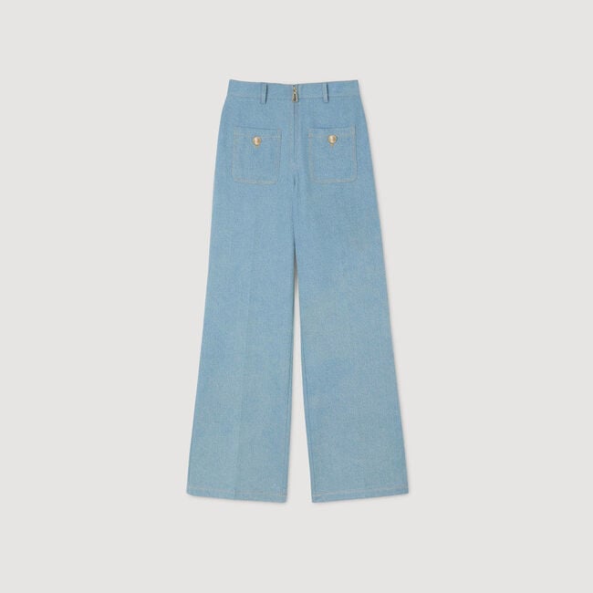 Jeans wijd met hoge taille gewassen