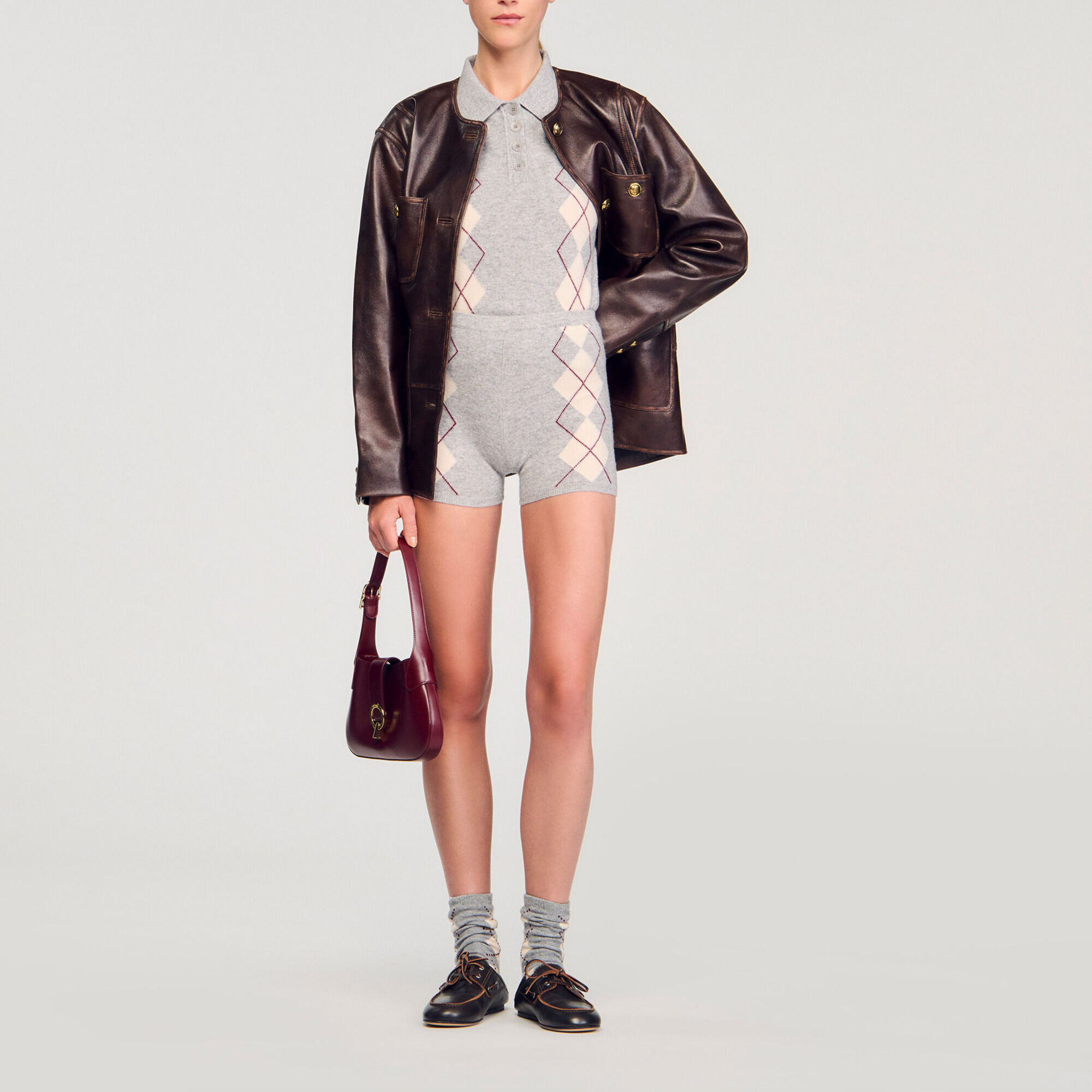 Gebreide short met ruitmotief - Vrouw | Sandro