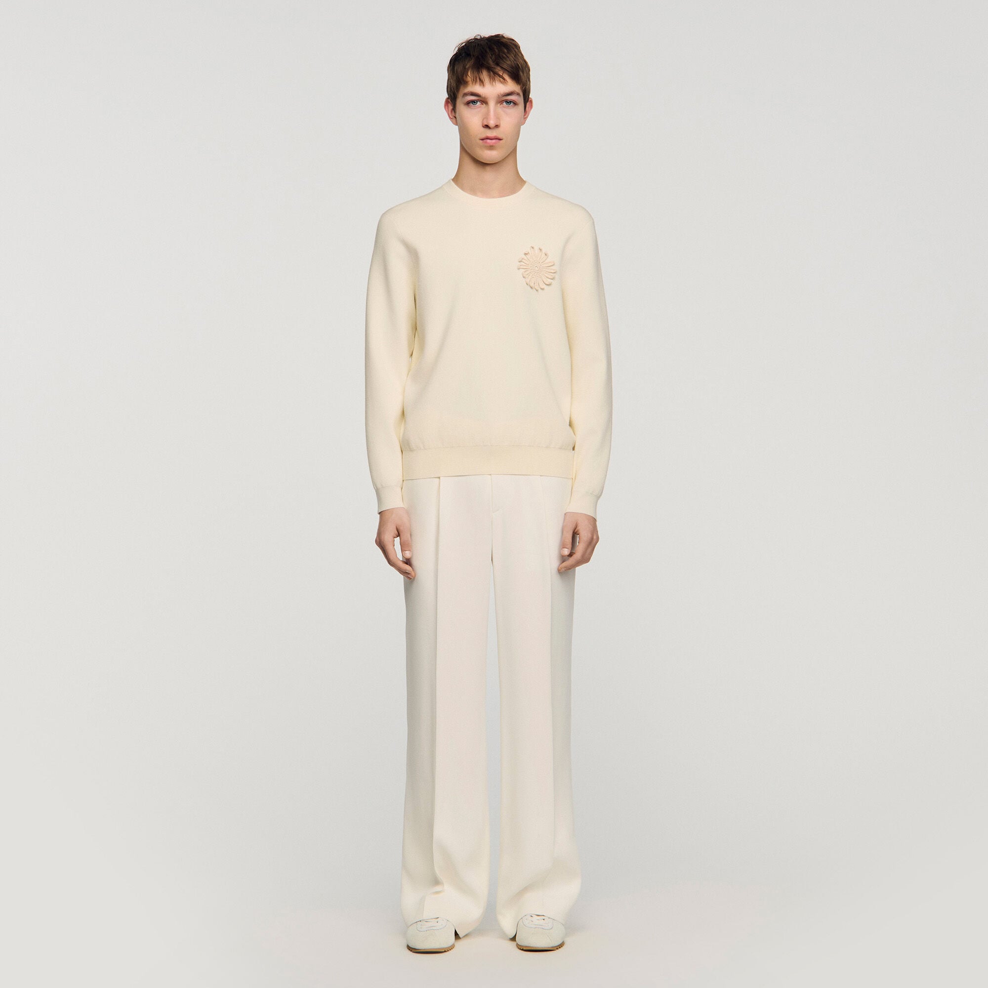 Sweatshirt tricot gehaakte bloem
