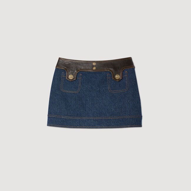 Korte rok denim en leer