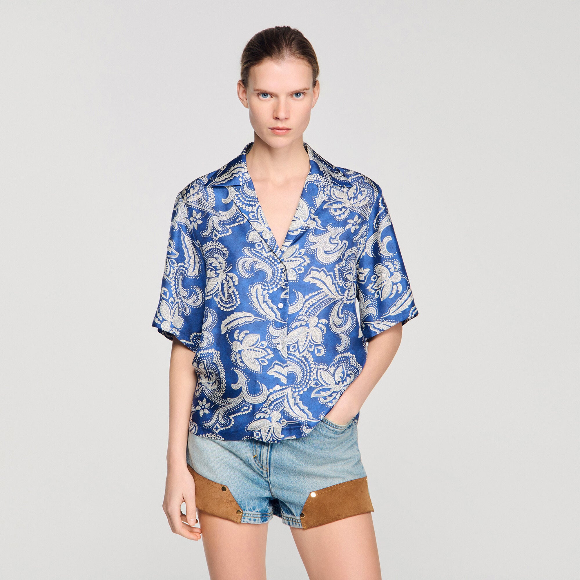Overhemdblouse met bloemenprint