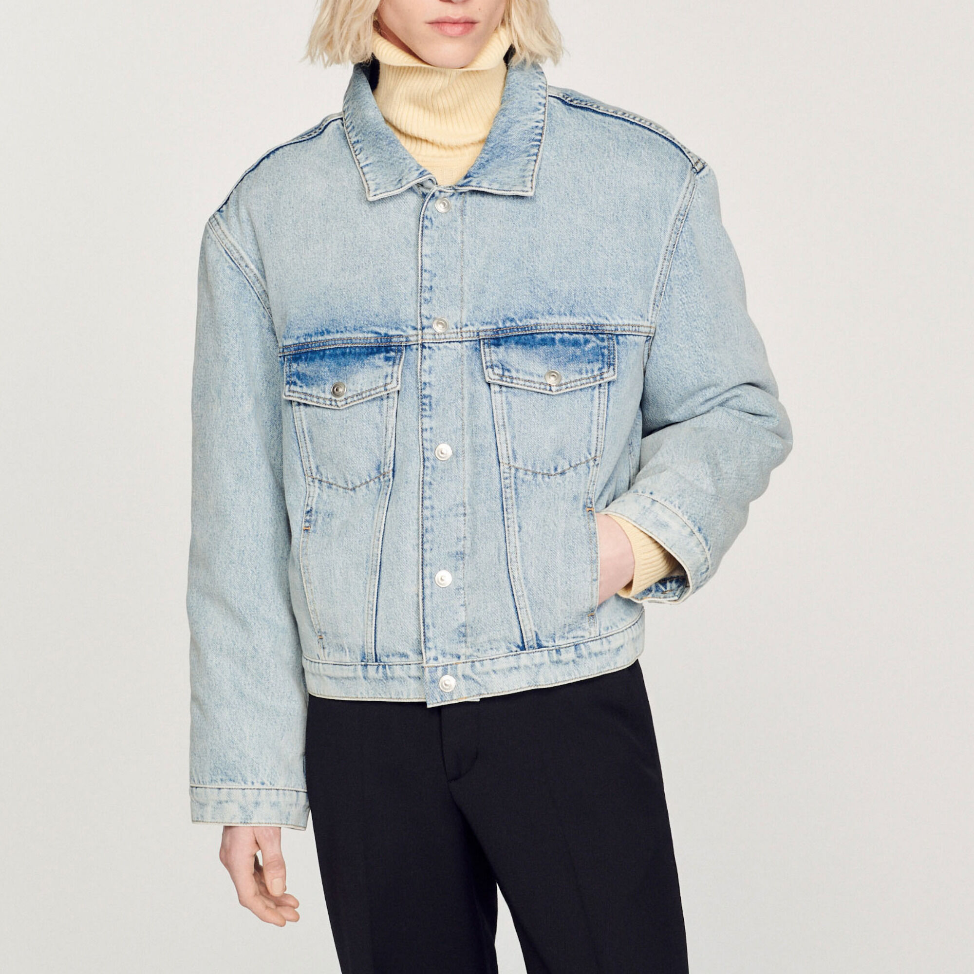 Denim jack van joggingstof
