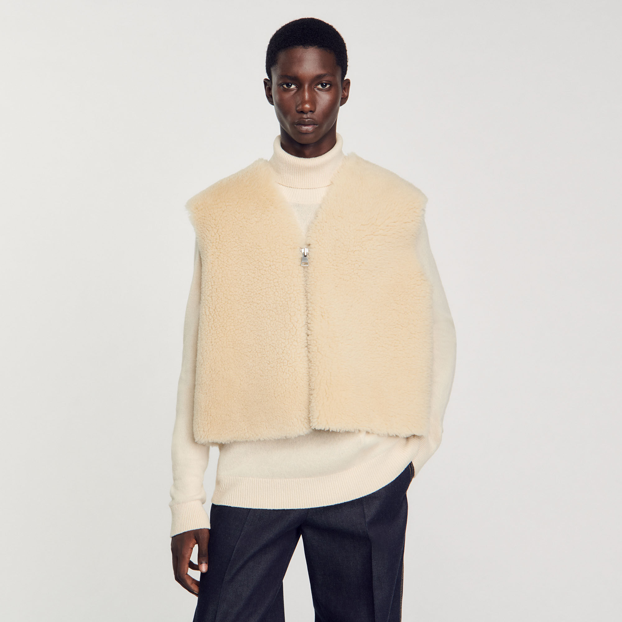 Gilet mouwloos omgekeerd schapenvacht