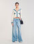 Cardigan vest met denim