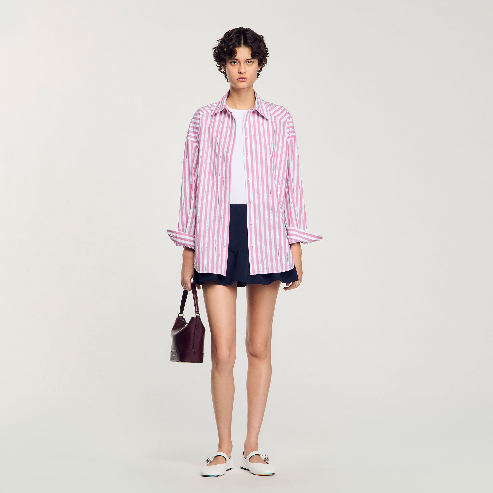 Overhemdblouse gestreept met stras