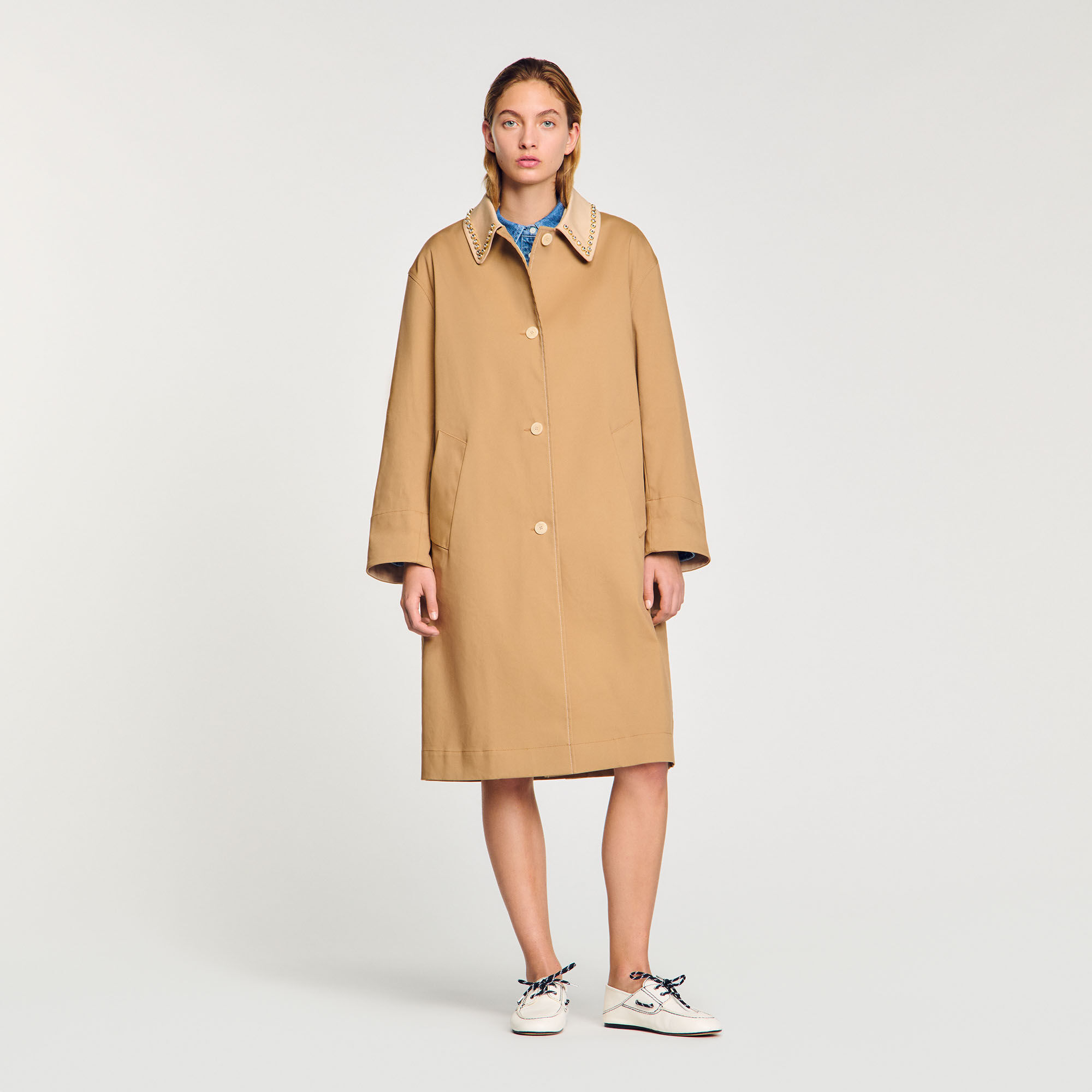 Trench kraag met stras